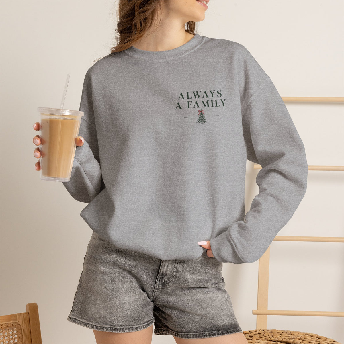Family Is the Tradition Christmas Sweatshirt — "Always a Family" Crewneck