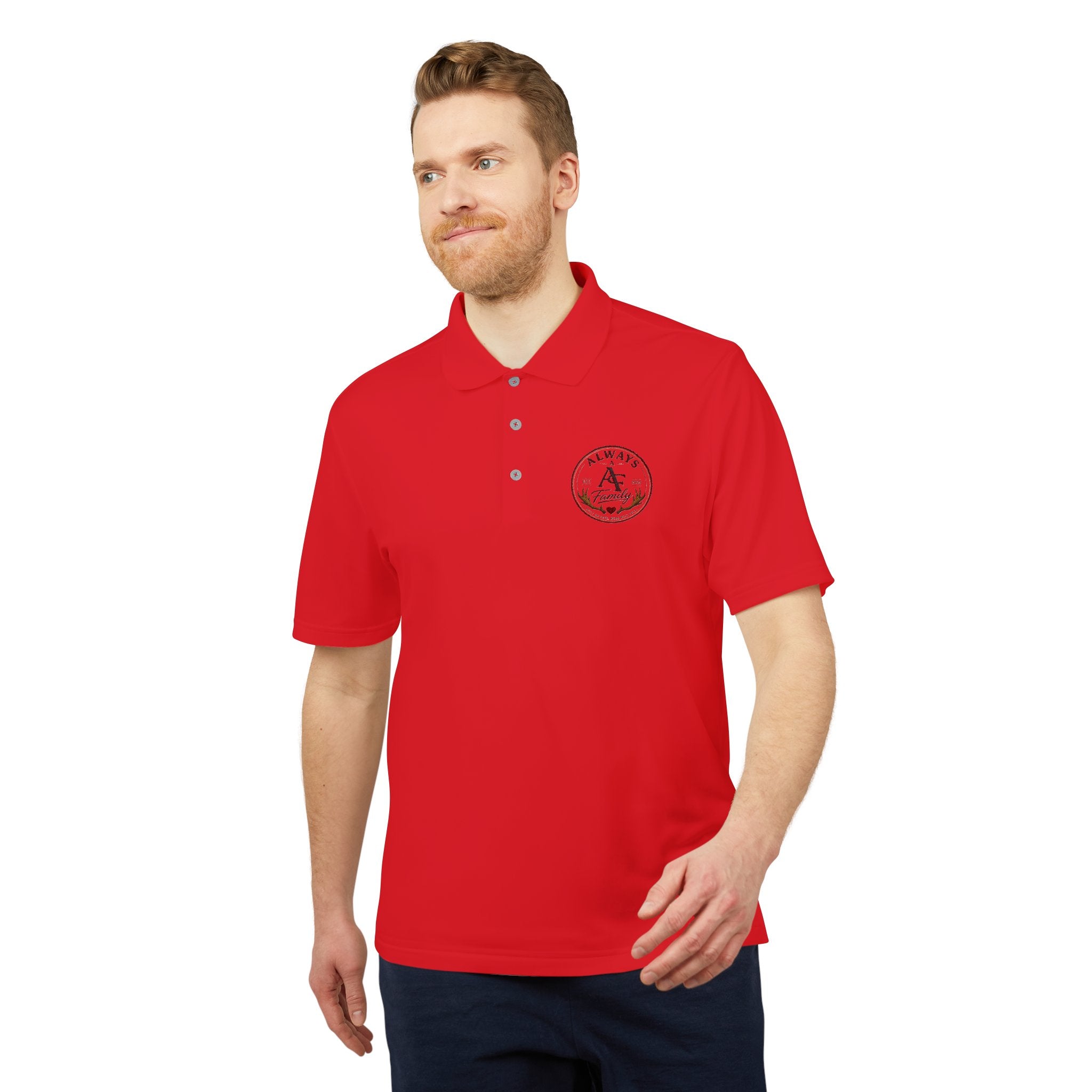 Embroidered Anchor Polo Shirt —AF Logo Performance Golf Polo