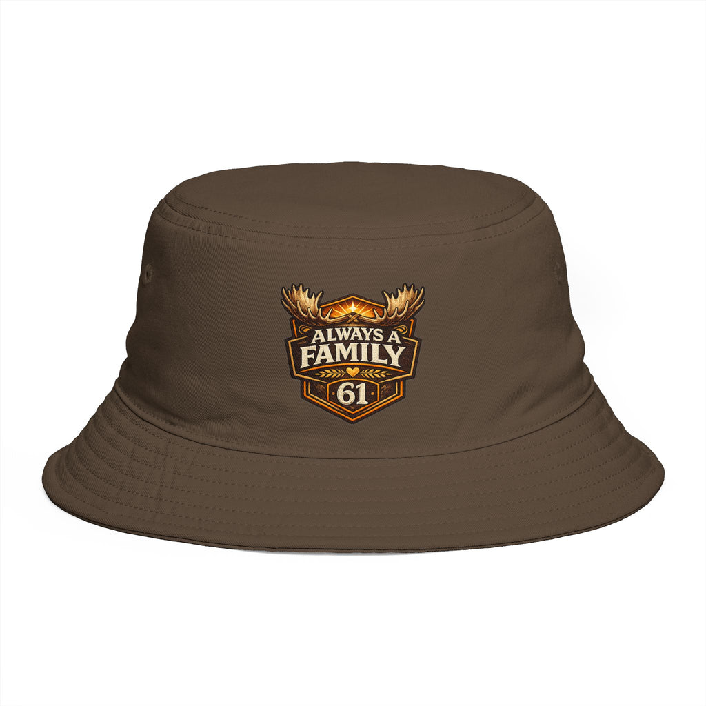 Bucket Hat — "Always Family 61" Patch Emblem Casual Outdoor Cap