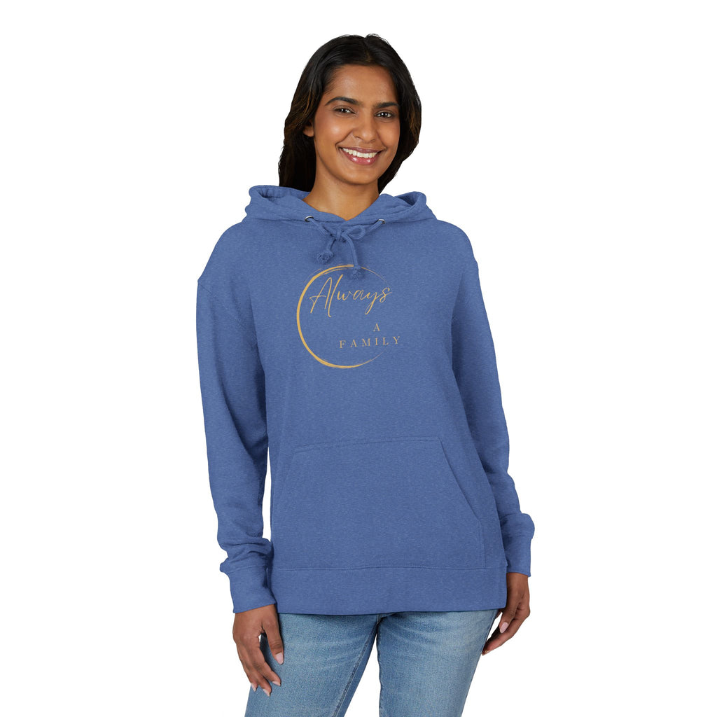 Hoodie — "Always a Family" Gold Crescent Pullover