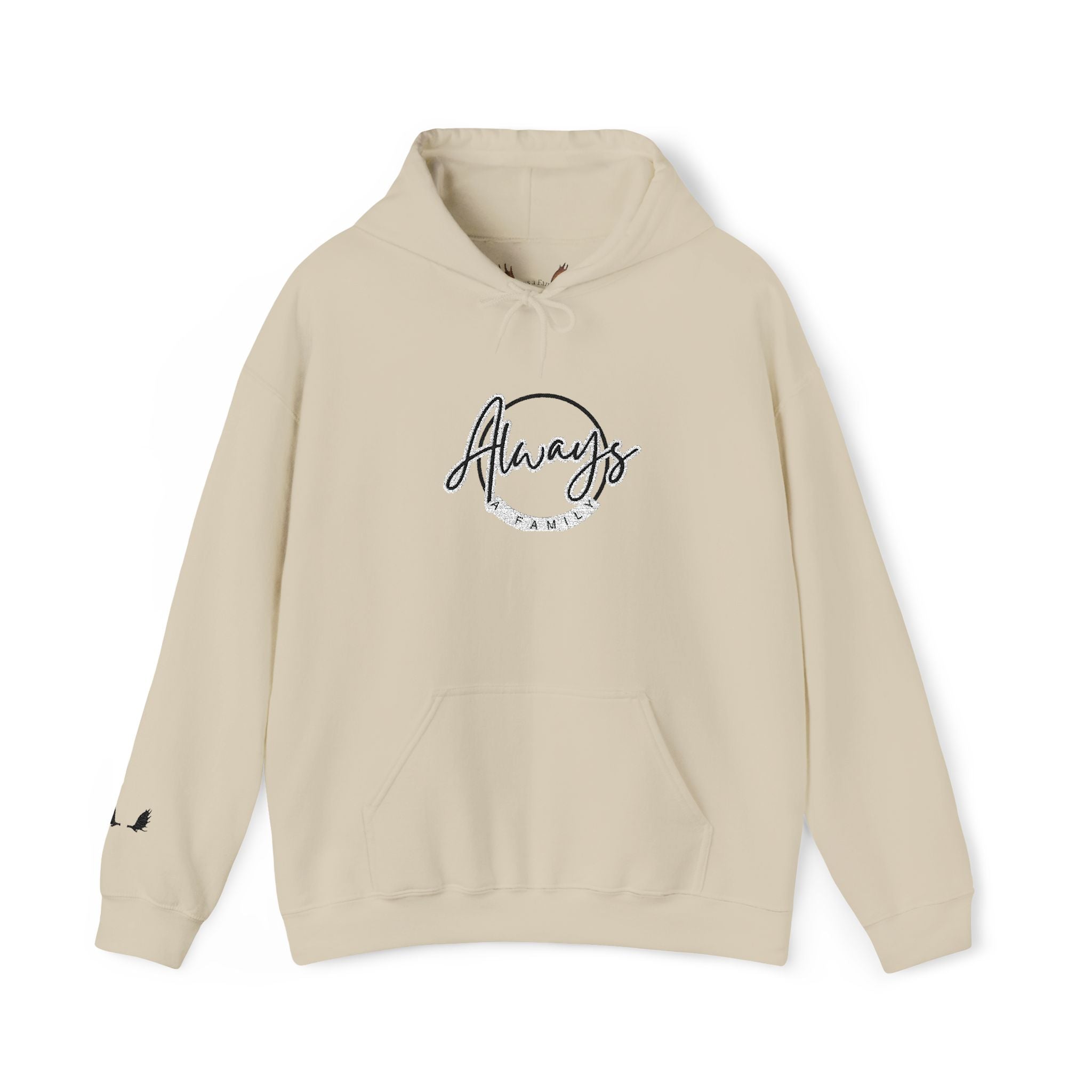 Always a Family Script Hoodie —  Unisex Graphic Pullover