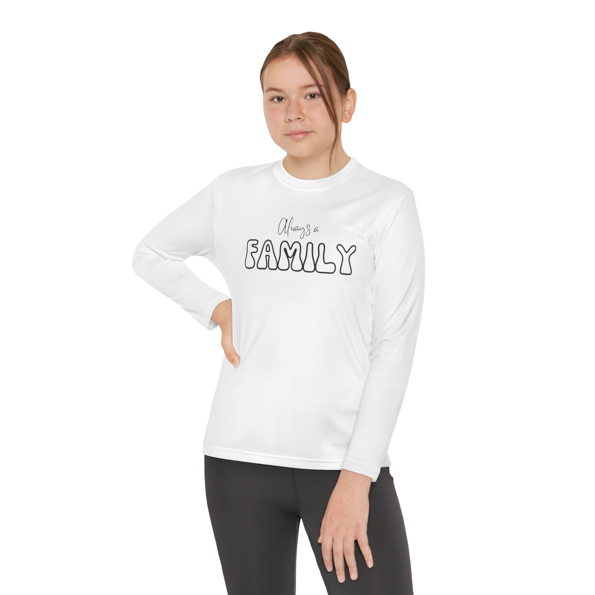Youth Long Sleeve Tee — "Always a FAMILY" Graphic Kids Shirt