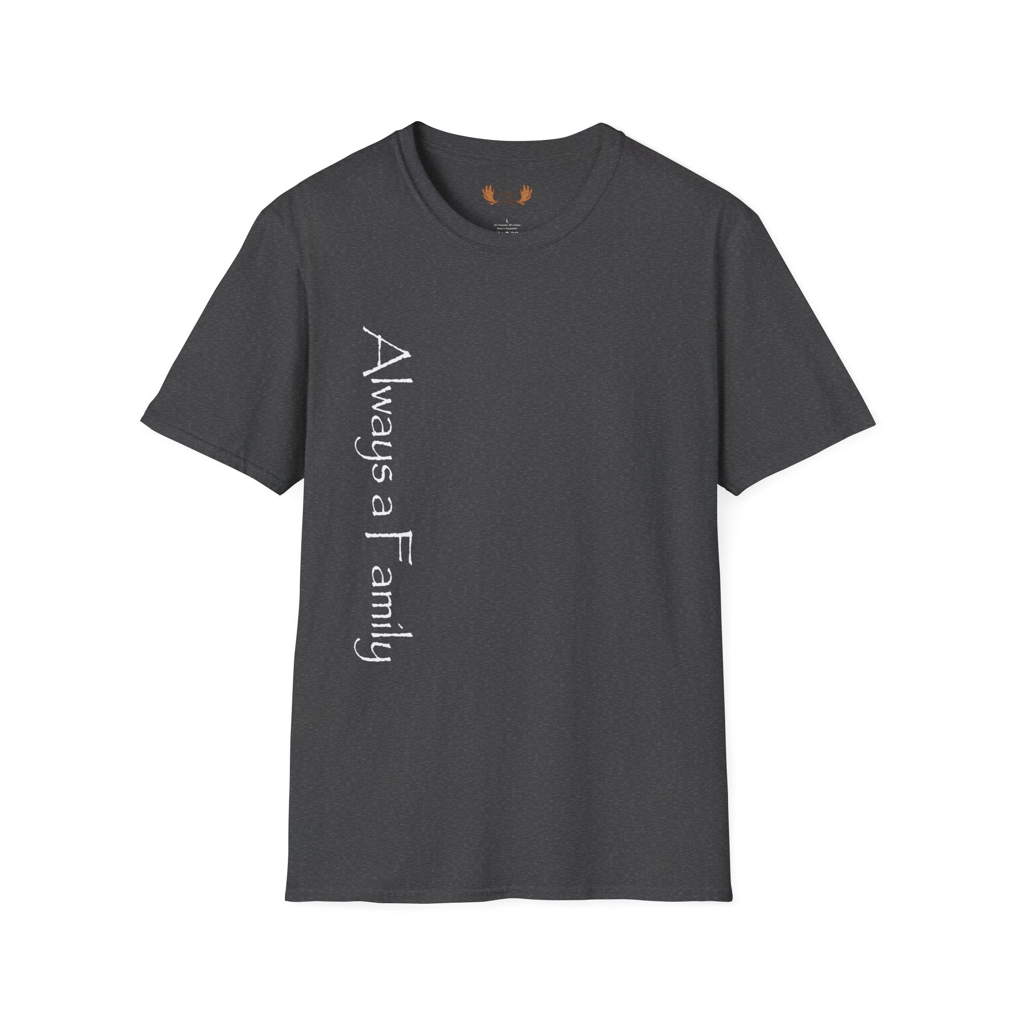 Always a Family Vertical Script Black T-Shirt – Family Pride Tee