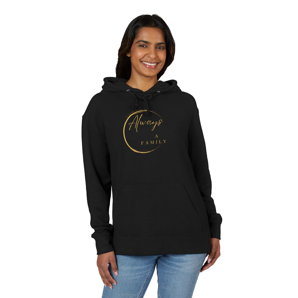 Hoodie — "Always a Family" Gold Crescent Pullover