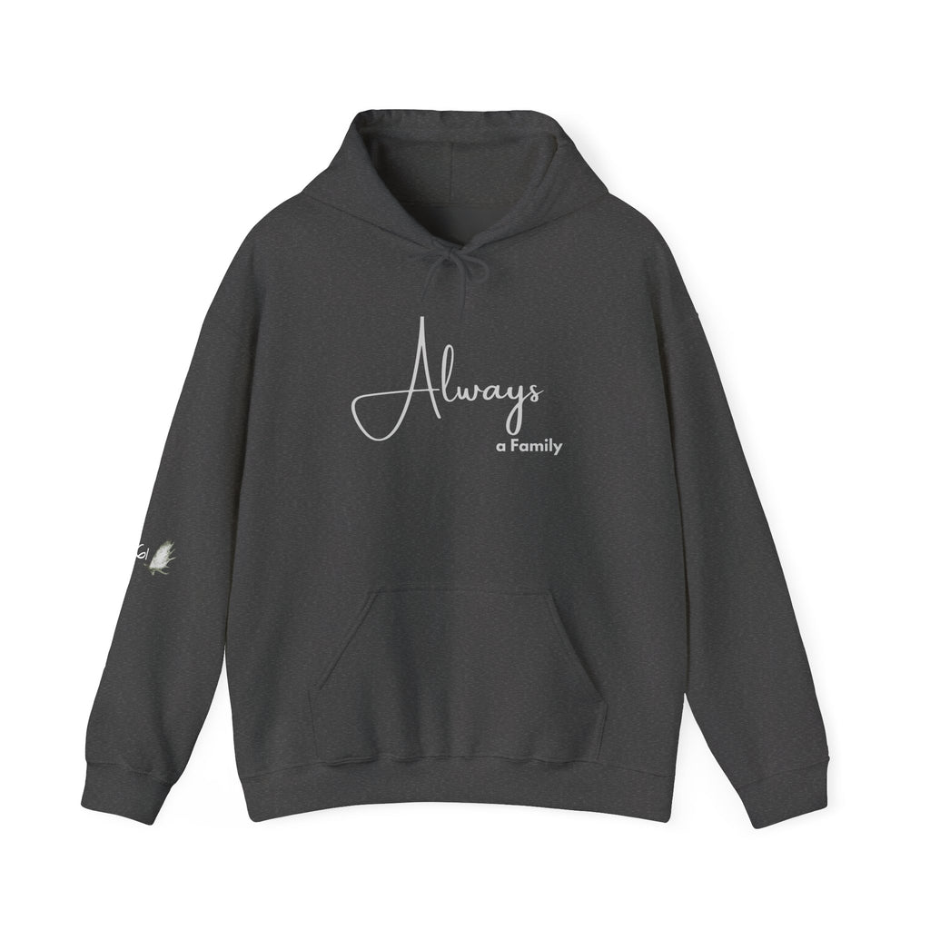 Hoodie — "Always" Minimal Script Pullover with MOOSE Sleeve Accent