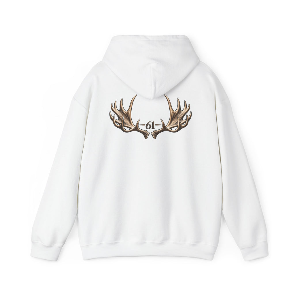 Always a Family Hoodie — Antler Graphic "61" Back Print, Cozy Family
