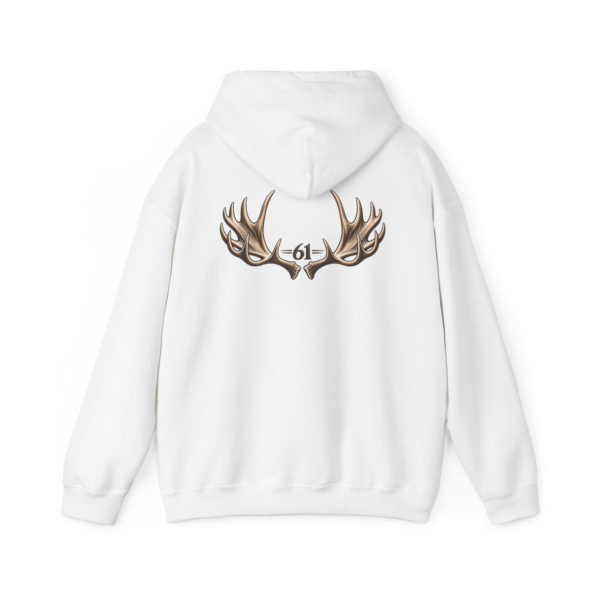 Always a Family Hoodie — Antler Graphic "61" Back Print, Cozy Family
