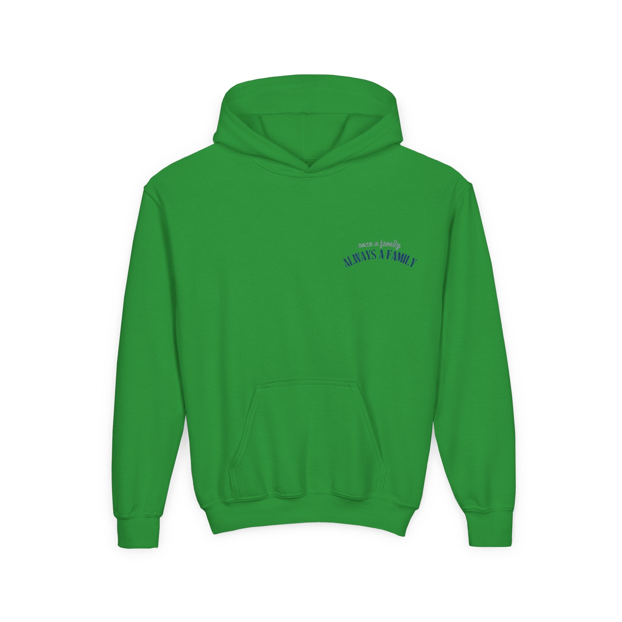 Youth Hoodie - "Always a Family" Minimal Chest Logo Kids Sweatshirt