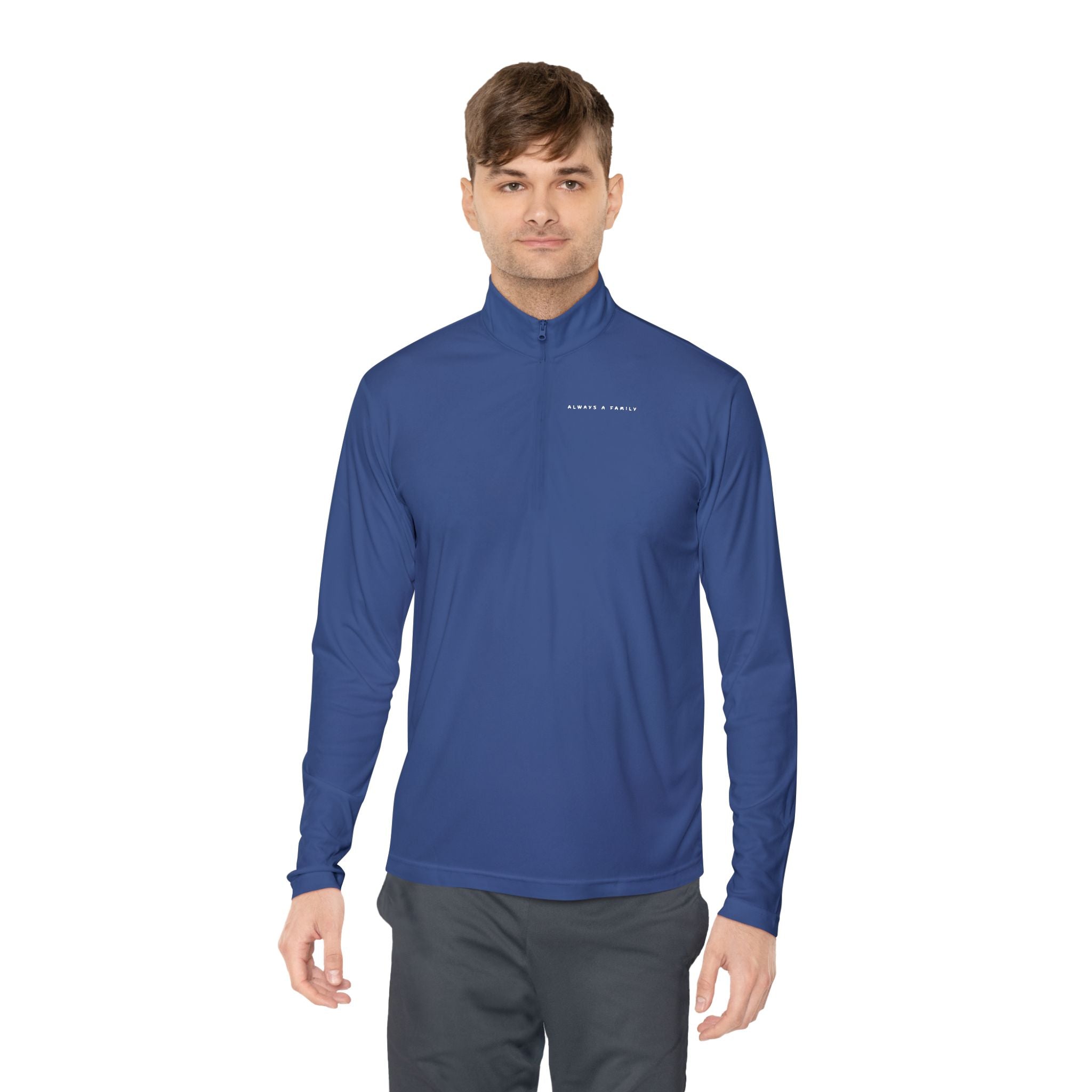 Quarter-Zip Pullover —started as friends became  Family Antlers Logo