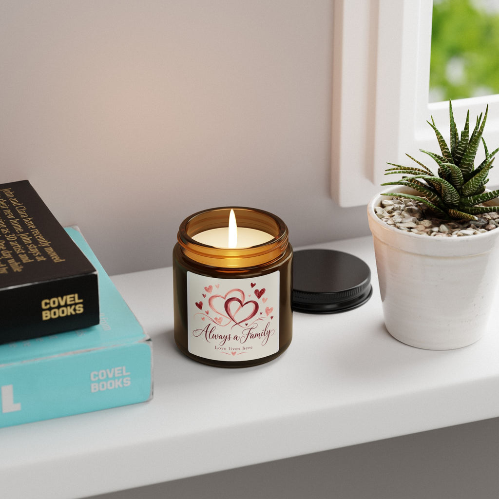 Valentine’s Family Candle — peppered passionfruit  Amber Jar (“Valentine’s Always a Family”)