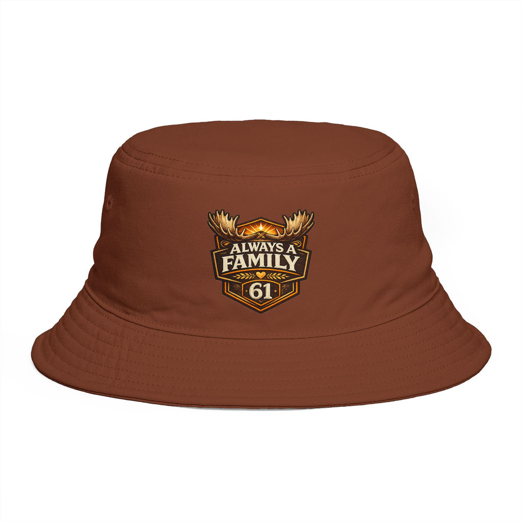 Bucket Hat — "Always Family 61" Patch Emblem Casual Outdoor Cap