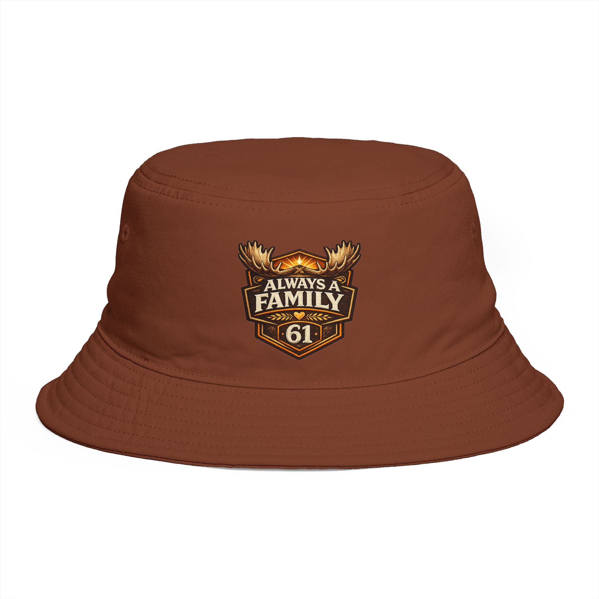 Bucket Hat — "Always Family 61" Patch Emblem Casual Outdoor Cap