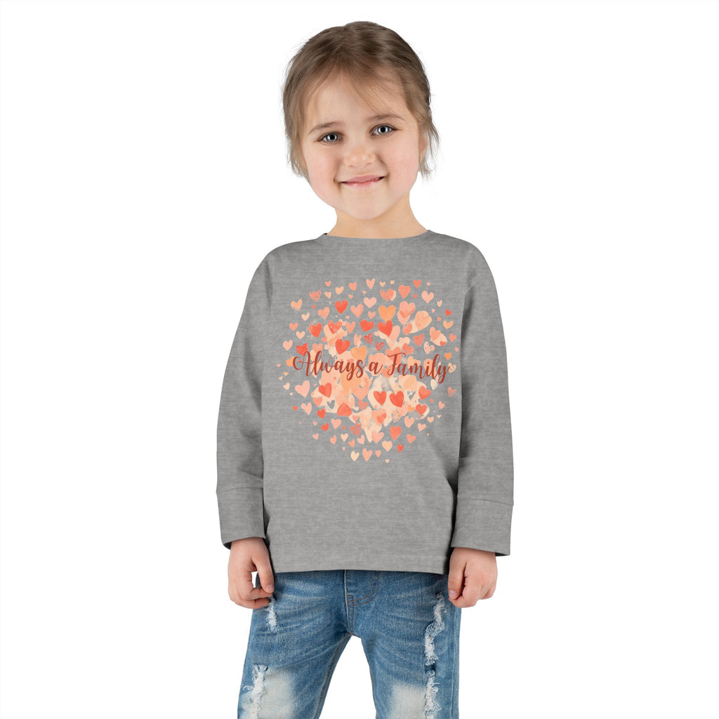 Toddler Long Sleeve Tee - 'Always a Family' Heart Watercolor Kids Shirt
