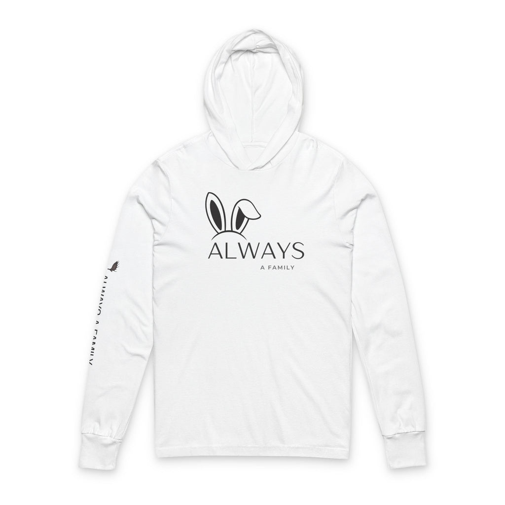 Always Bunny Hooded Long Sleeve Tee — Lightweight Hooded Tee with Bunny Ears Graphic