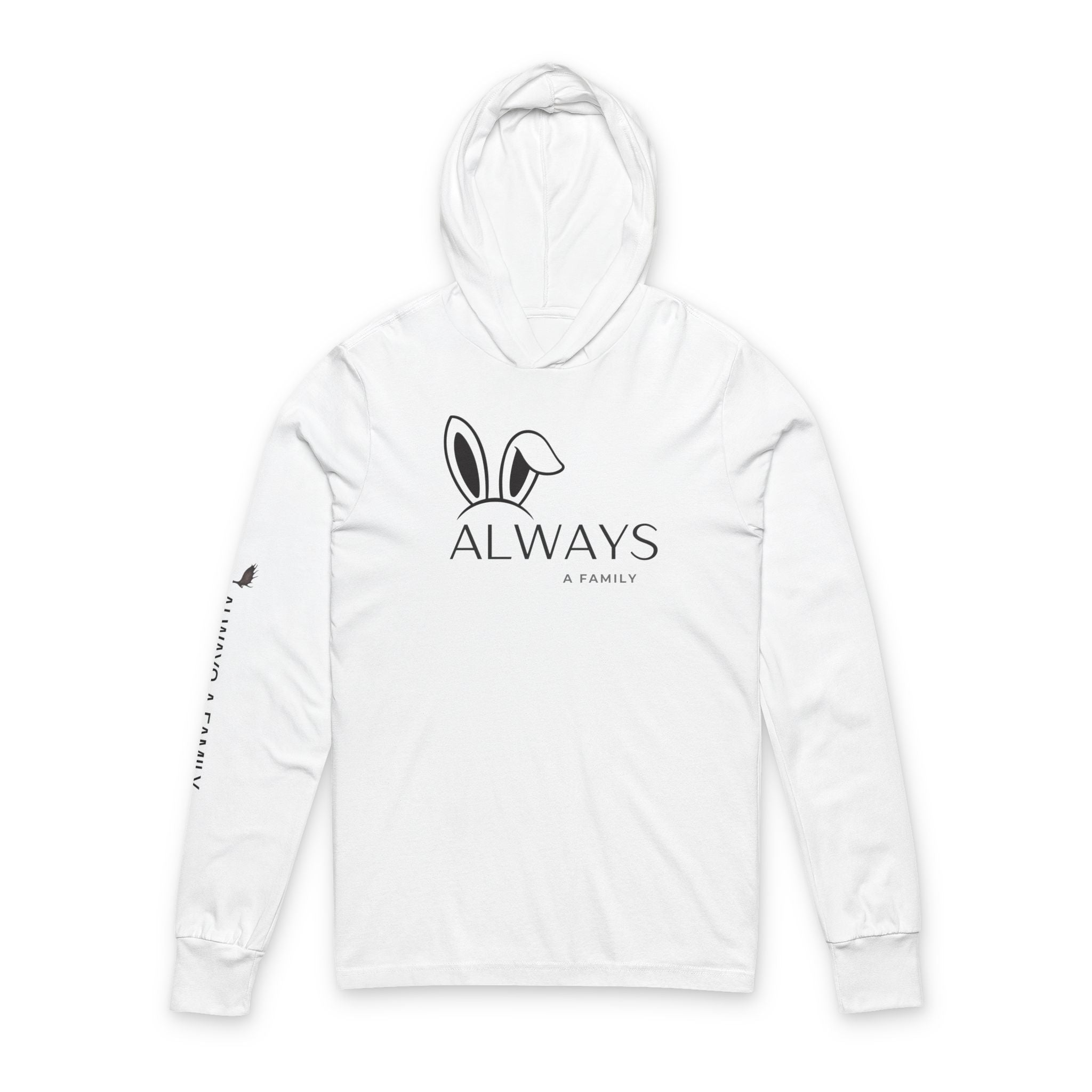 Always Bunny Hooded Long Sleeve Tee — Lightweight Hooded Tee with Bunny Ears Graphic