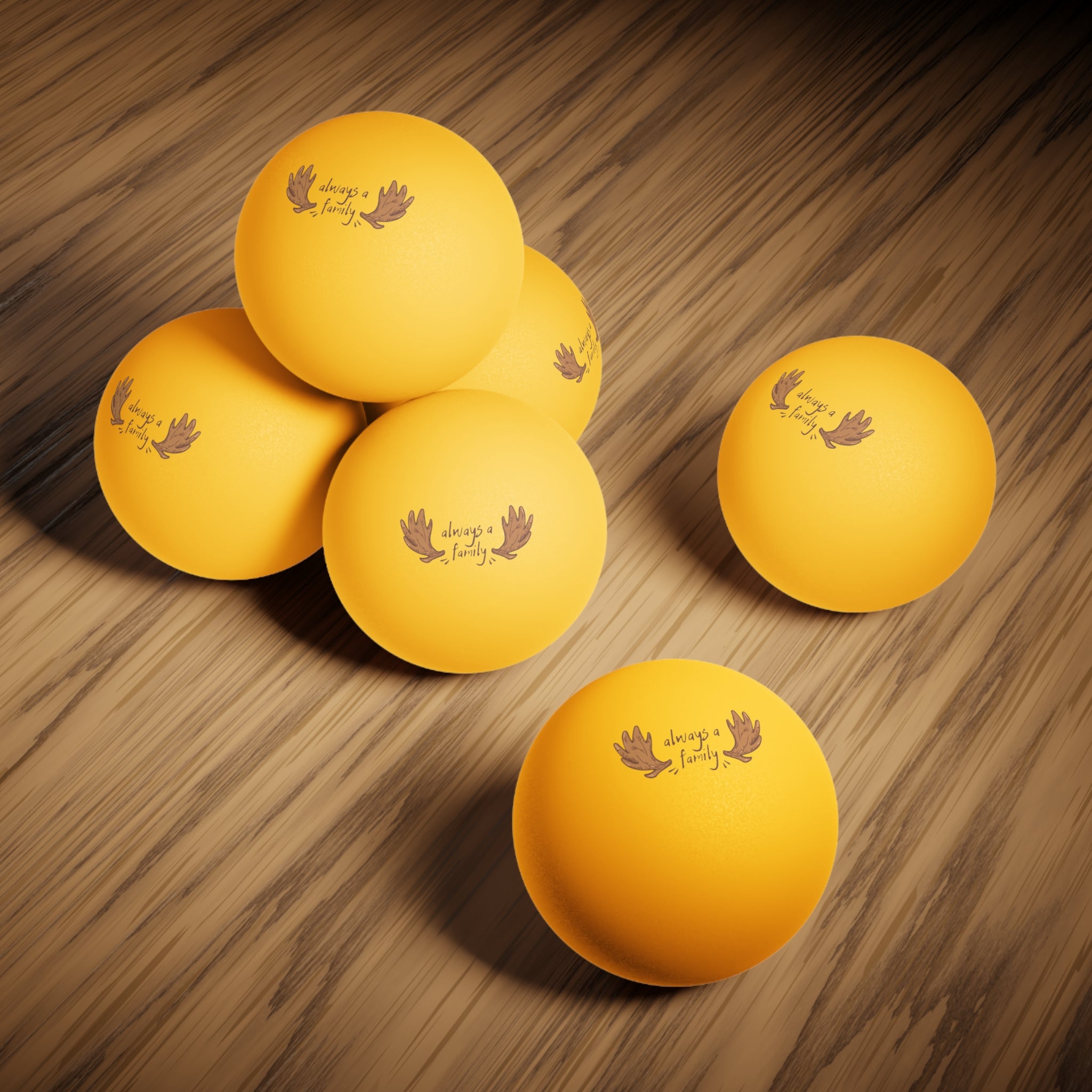 Ping Pong Balls — "Always a Family" Antler Design (6-Pack)