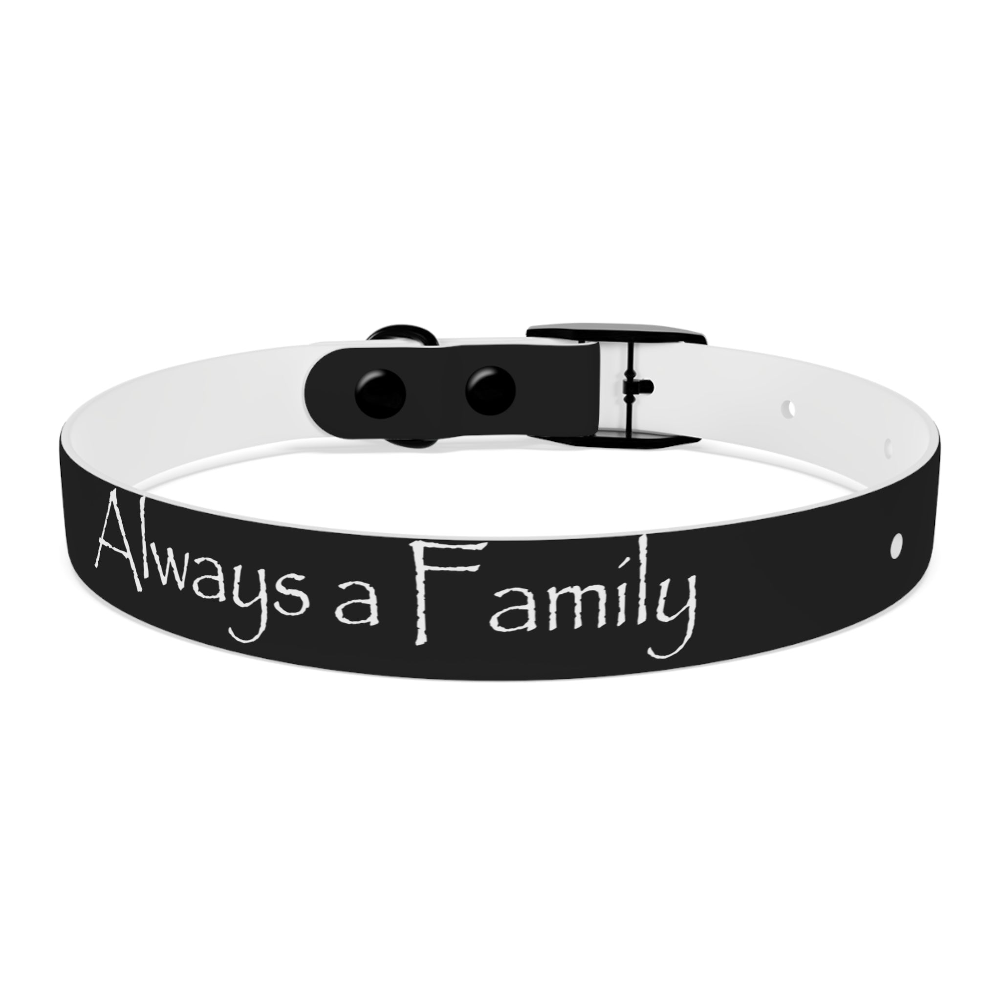 Dog Collar — "Always a Family" Personalized Black Chalkboard Pet Collar