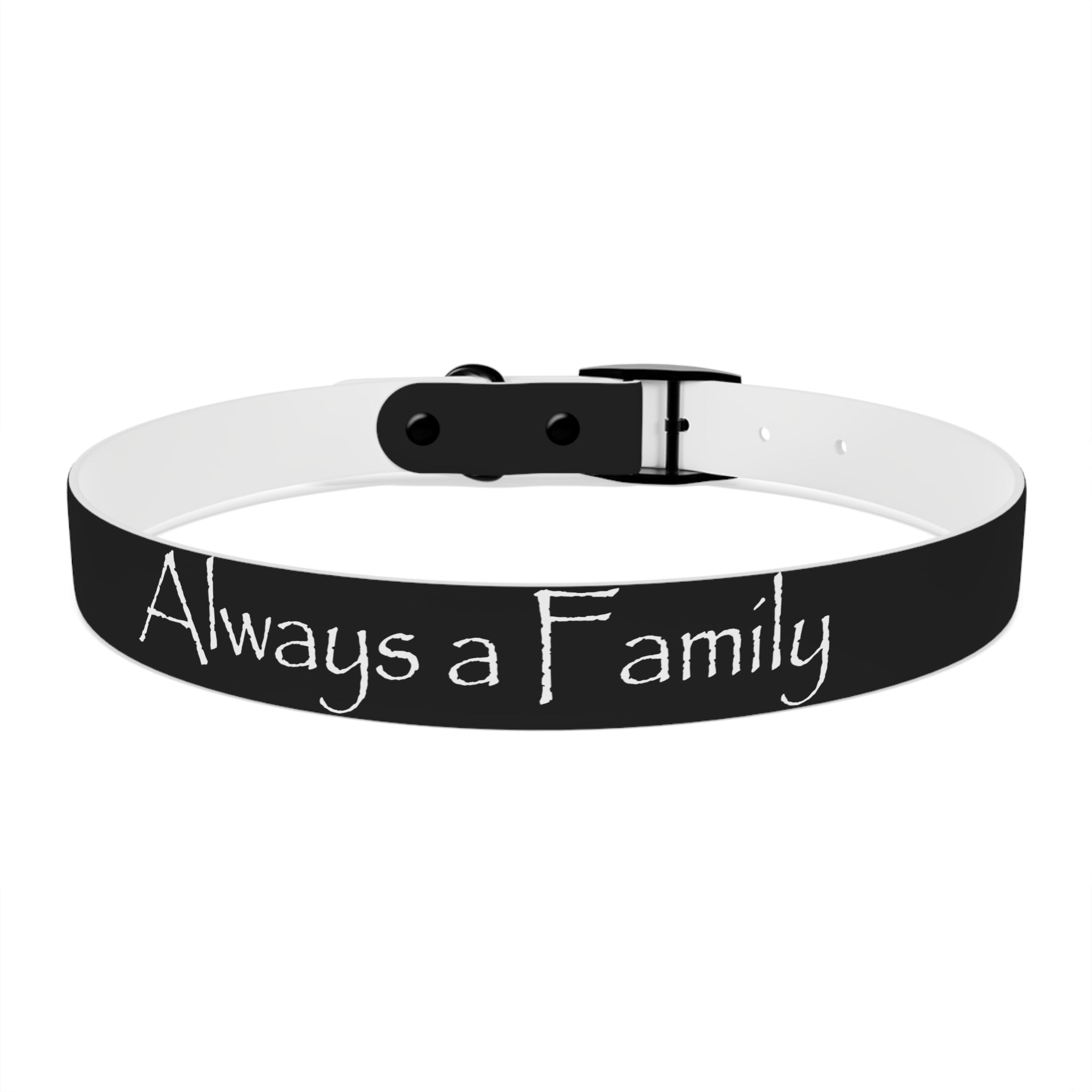 Dog Collar — "Always a Family" Personalized Black Chalkboard Pet Collar