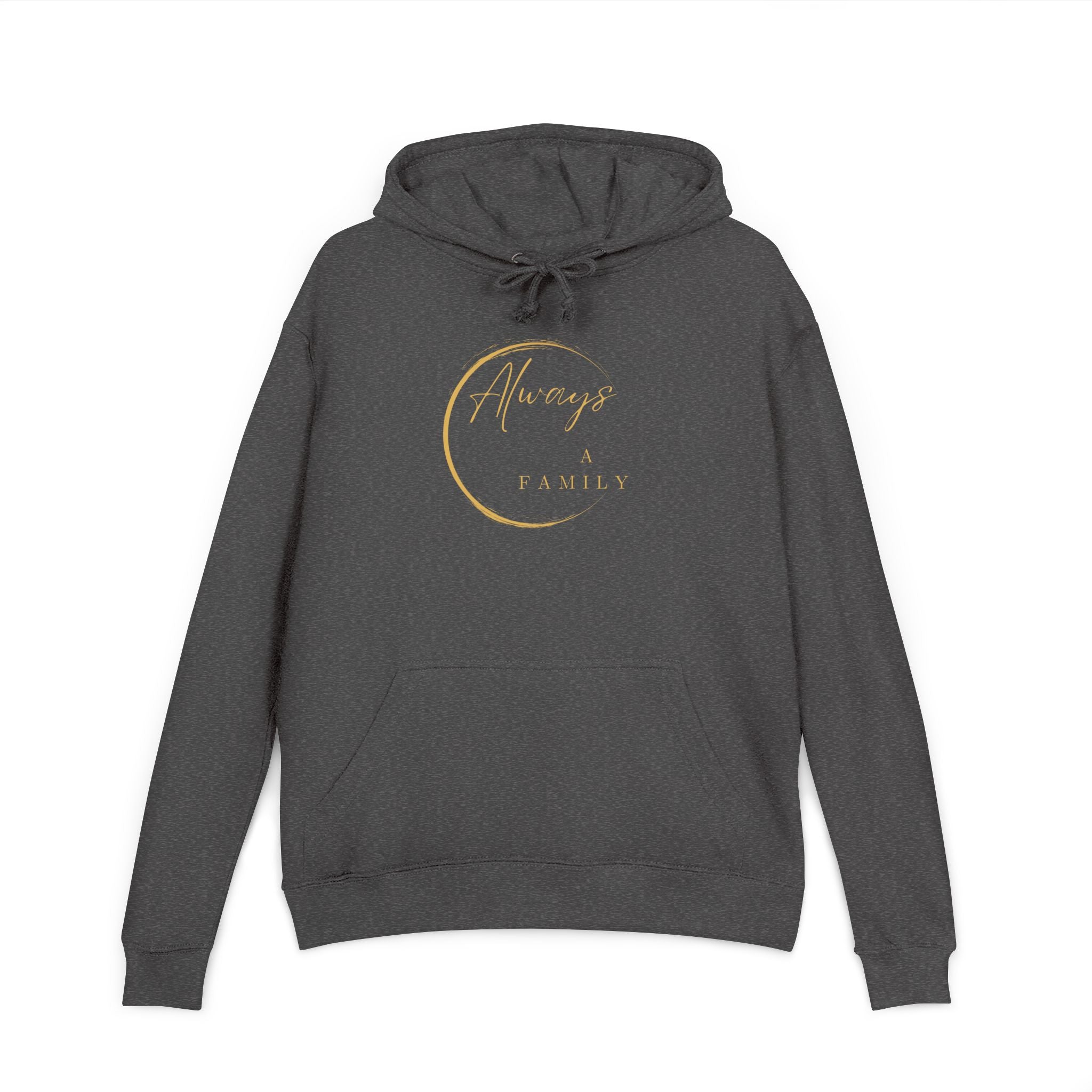 Hoodie — "Always a Family" Gold Crescent Pullover