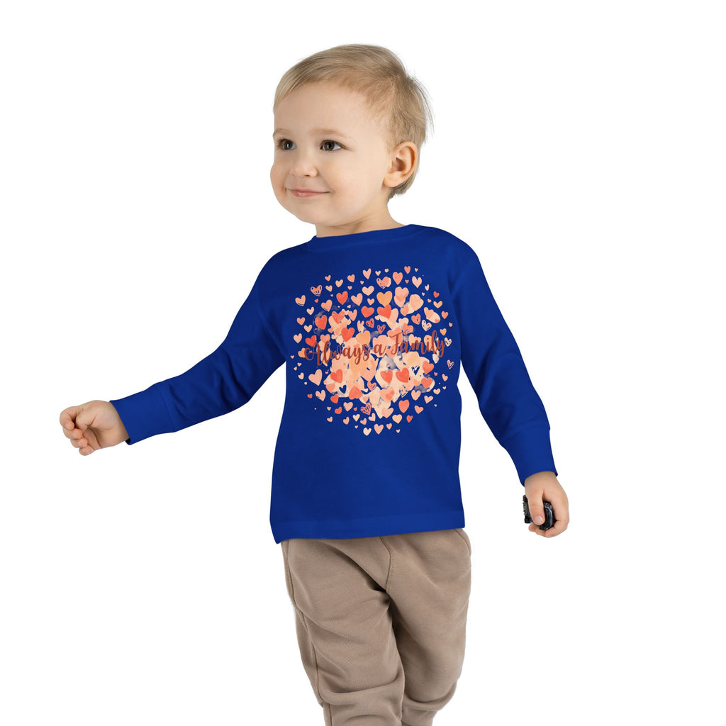 Toddler Long Sleeve Tee - 'Always a Family' Heart Watercolor Kids Shirt