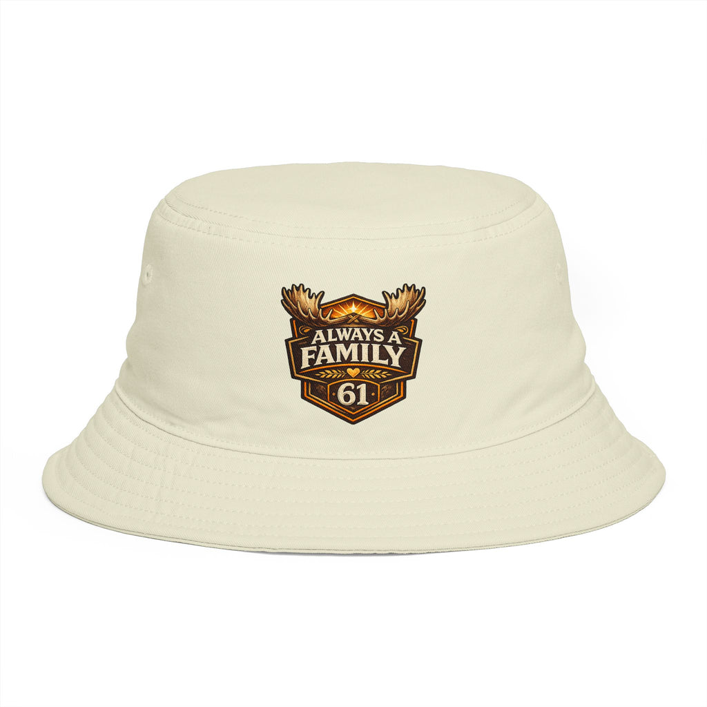 Bucket Hat — "Always Family 61" Patch Emblem Casual Outdoor Cap