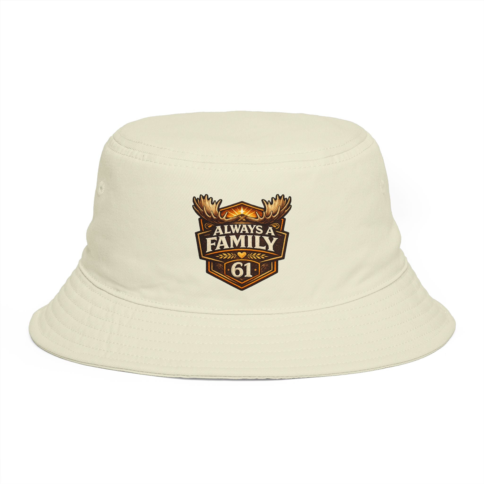 Bucket Hat — "Always Family 61" Patch Emblem Casual Outdoor Cap