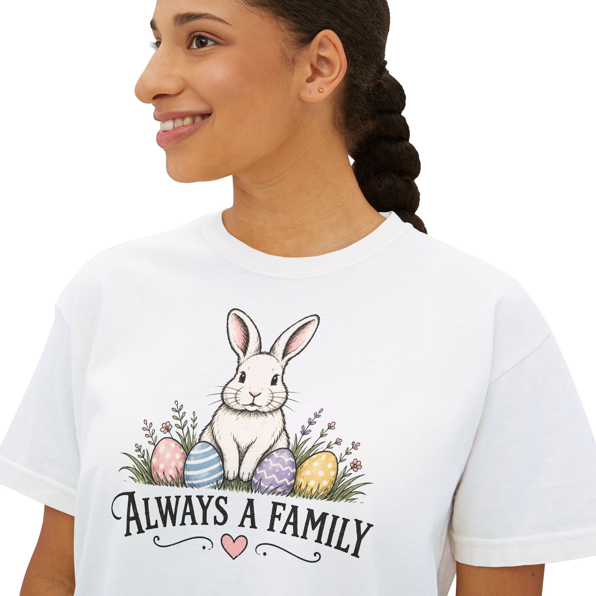 "Always a Family" Easter Women's Boxy Tee