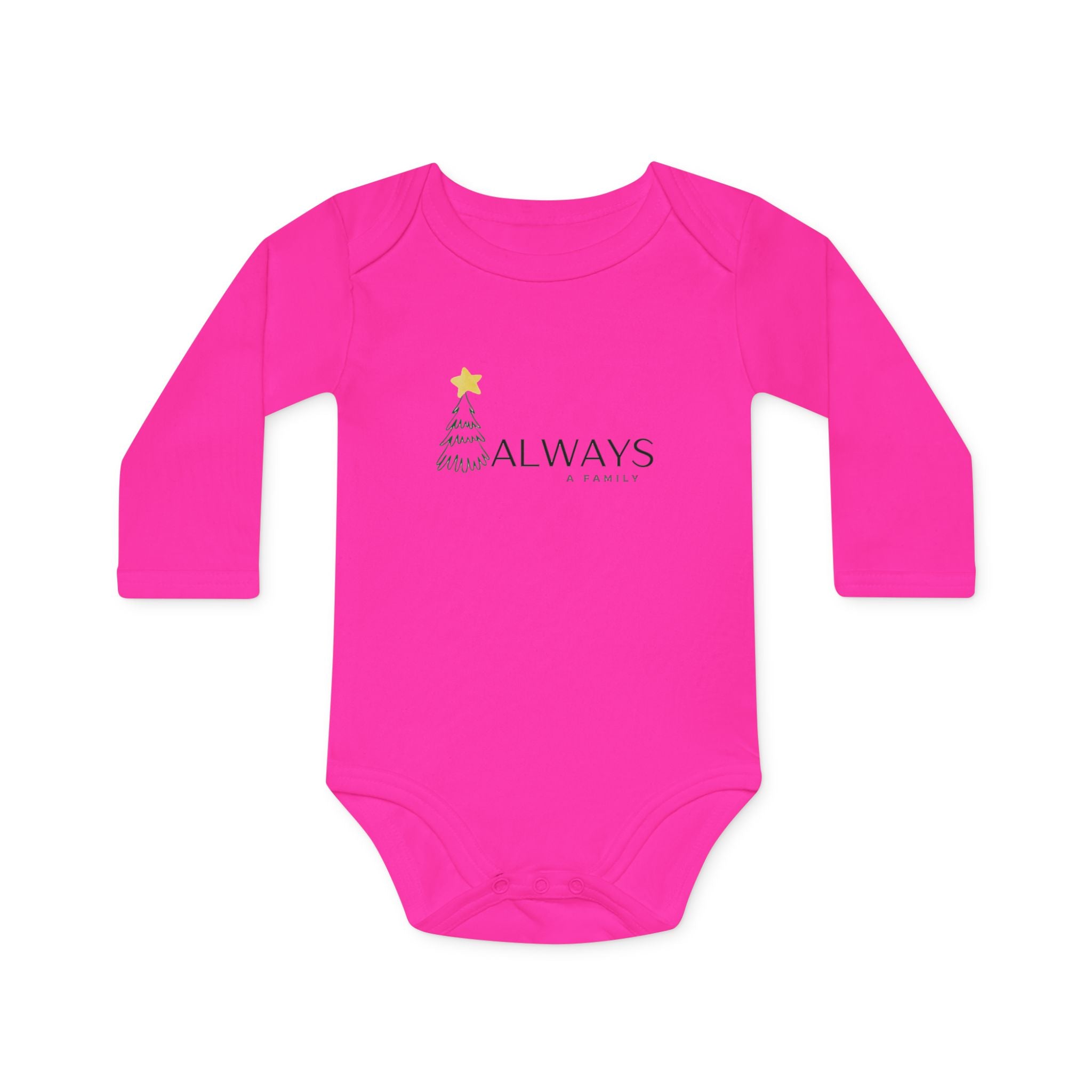 Baby Bodysuit - 'Always a Family' Christmas Tree Organic Long-Sleeve Onesie