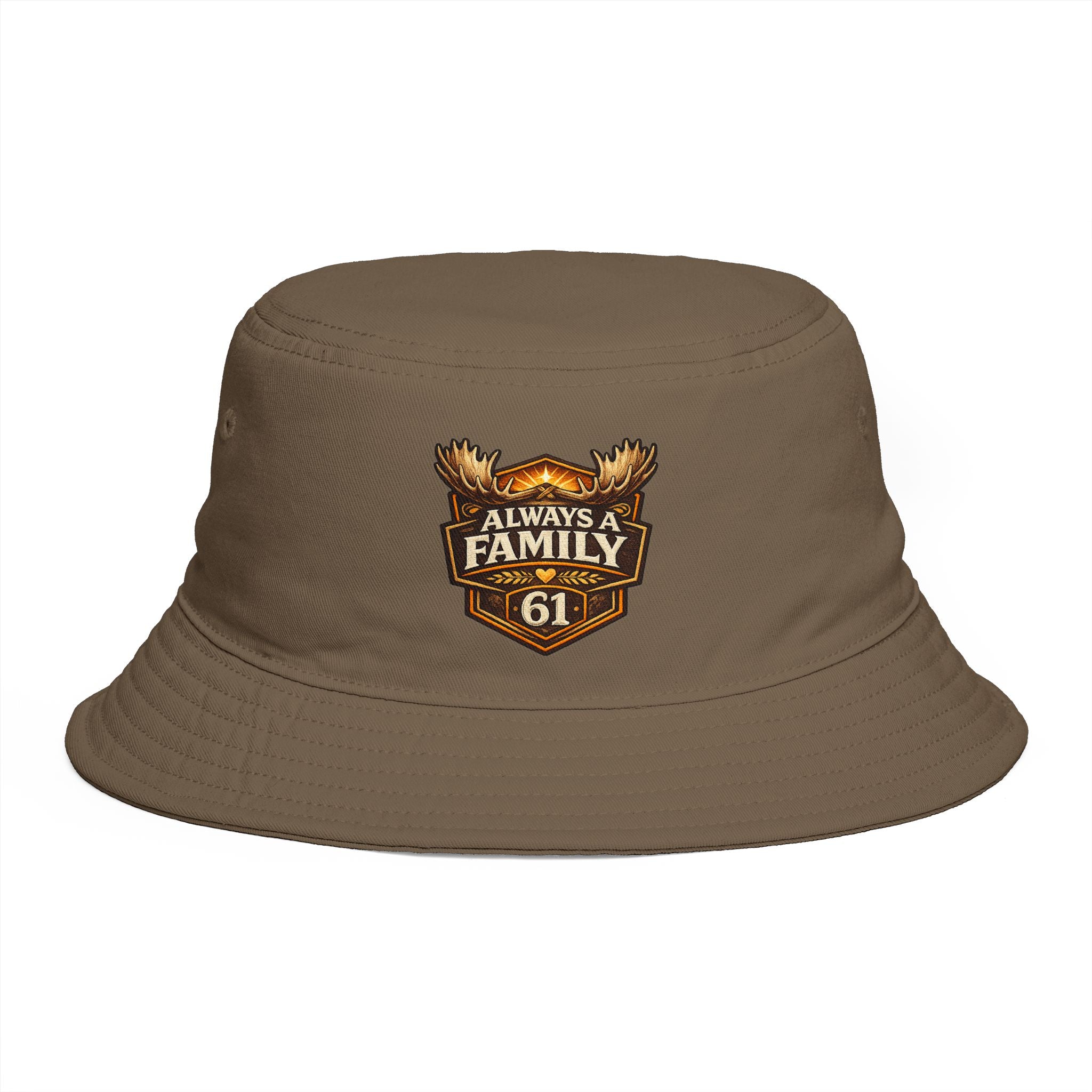 Bucket Hat — "Always Family 61" Patch Emblem Casual Outdoor Cap