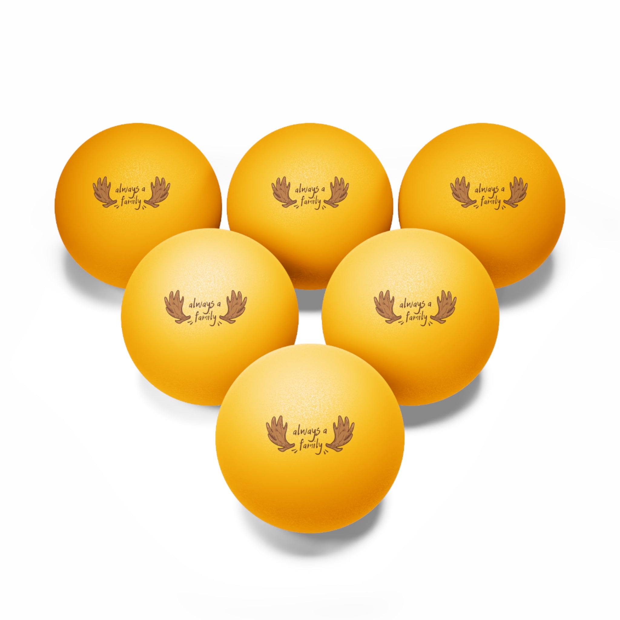 Ping Pong Balls — "Always a Family" Antler Design (6-Pack)
