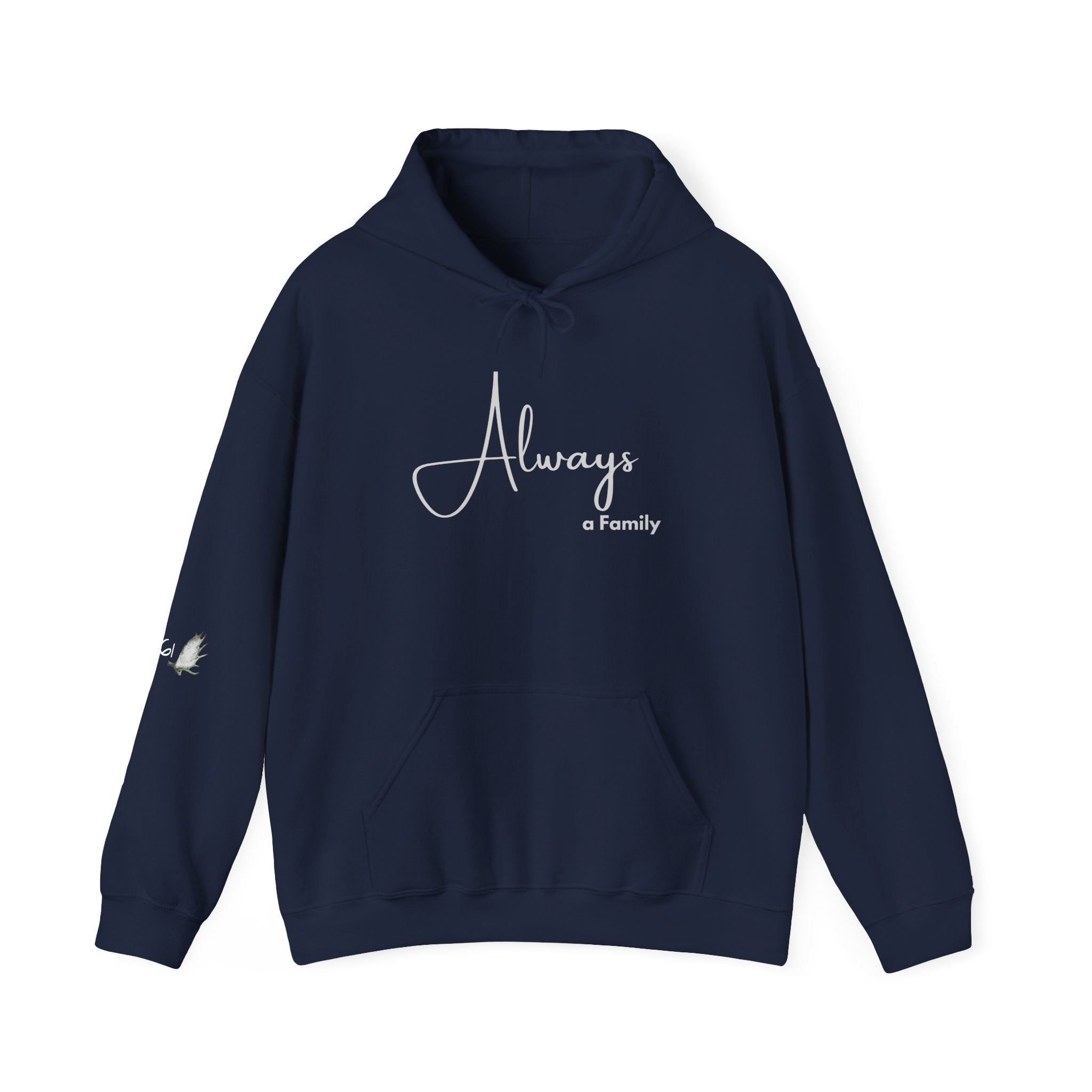 Hoodie — "Always" Minimal Script Pullover with MOOSE Sleeve Accent