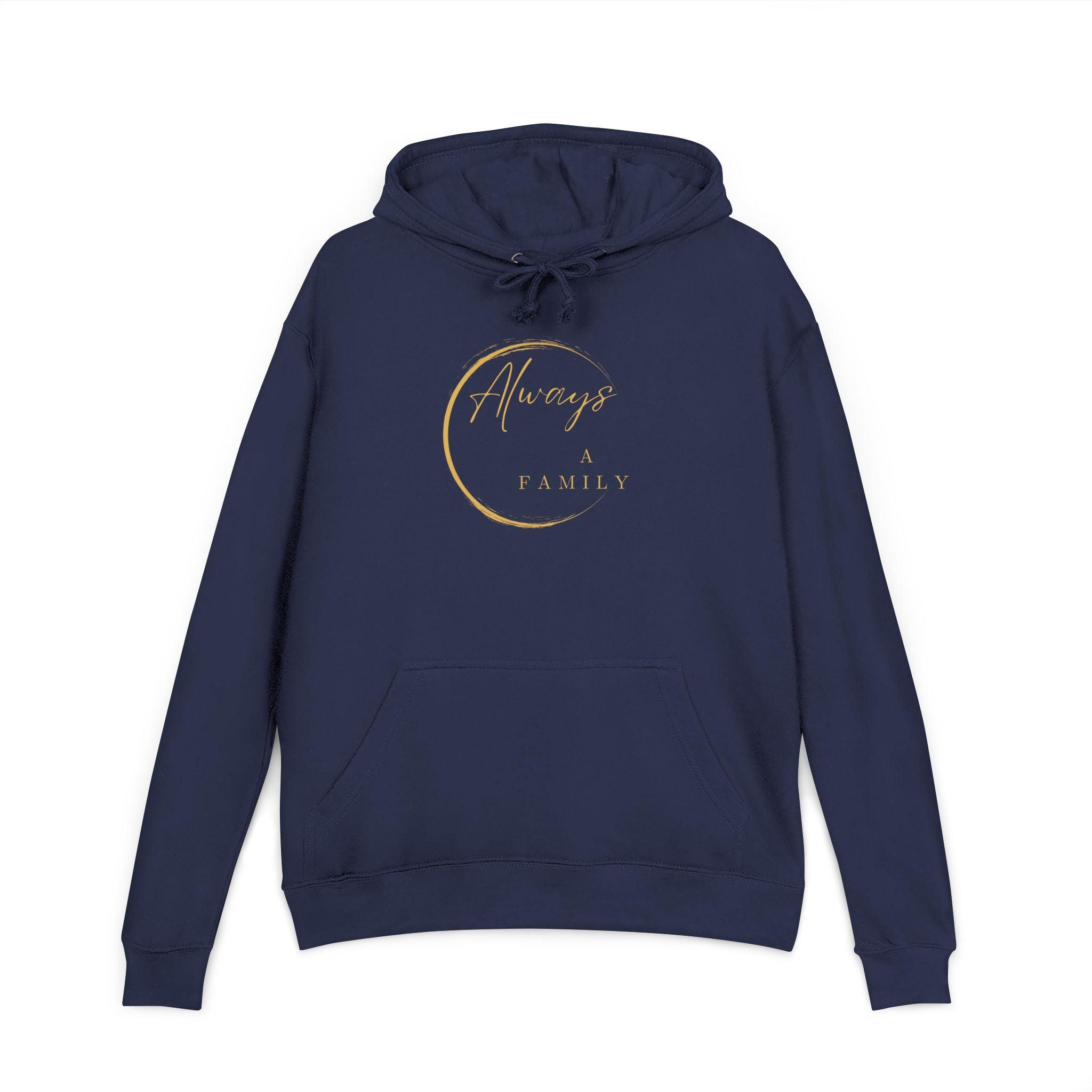 Hoodie — "Always a Family" Gold Crescent Pullover