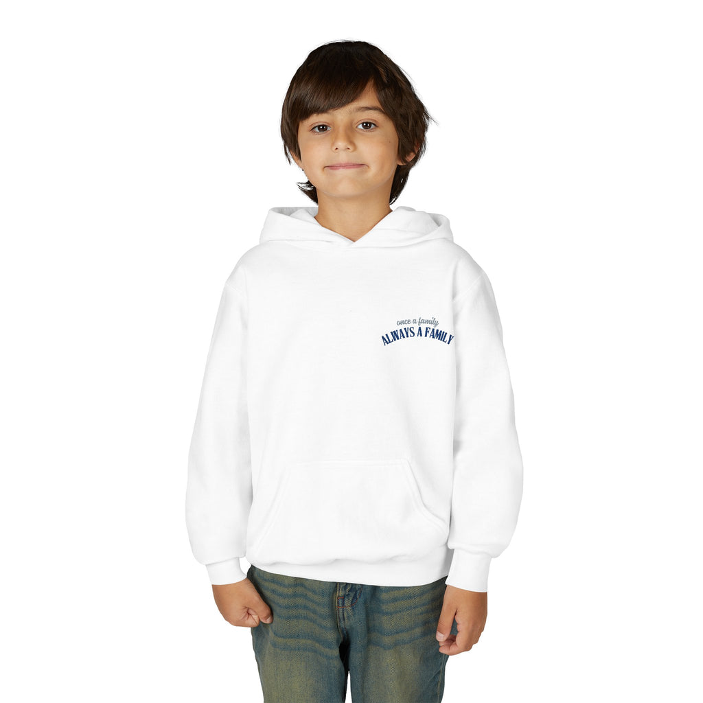 Youth Hoodie - "Always a Family" Minimal Chest Logo Kids Sweatshirt