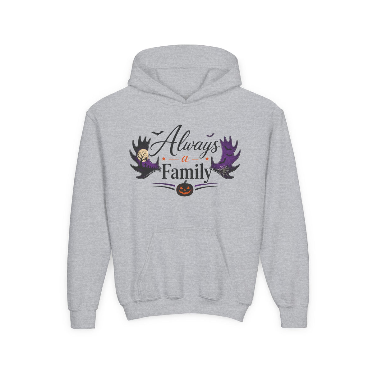 Always a Family Youth Hoodie — Cute Halloween Kids Sweatshirt