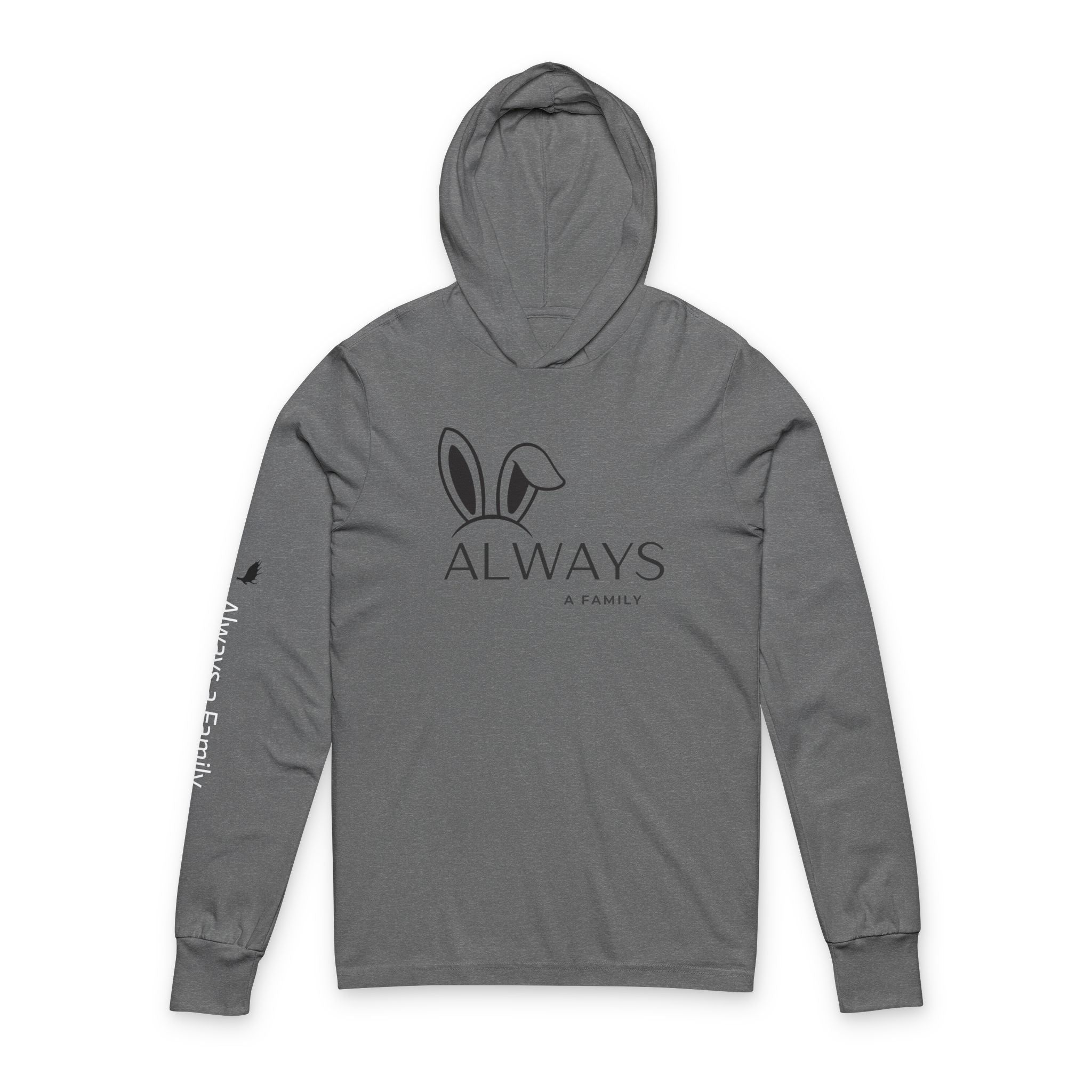 Always Bunny Hooded Long Sleeve Tee — Lightweight Hooded Tee with Bunny Ears Graphic
