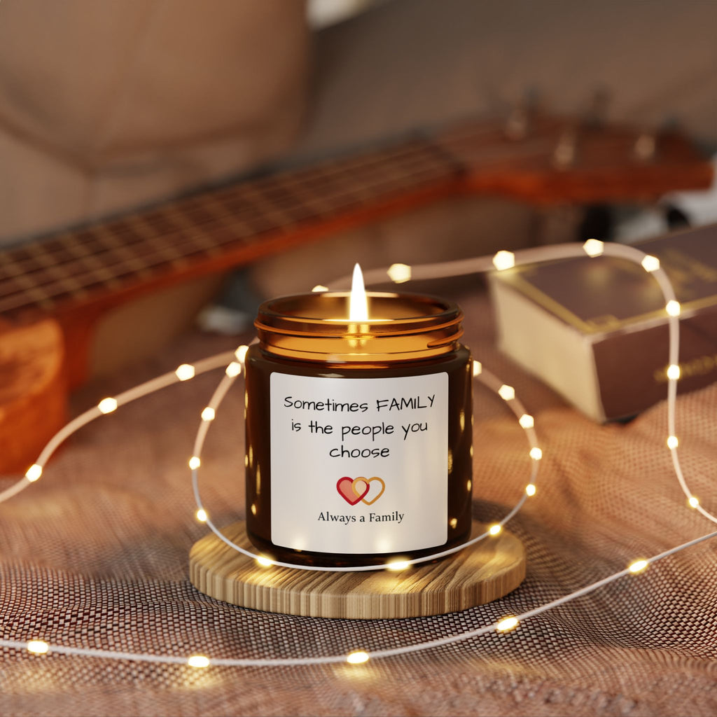 “Sometimes Family Is The People You Choose” Amber Soy Candle – Scented Gift Jar