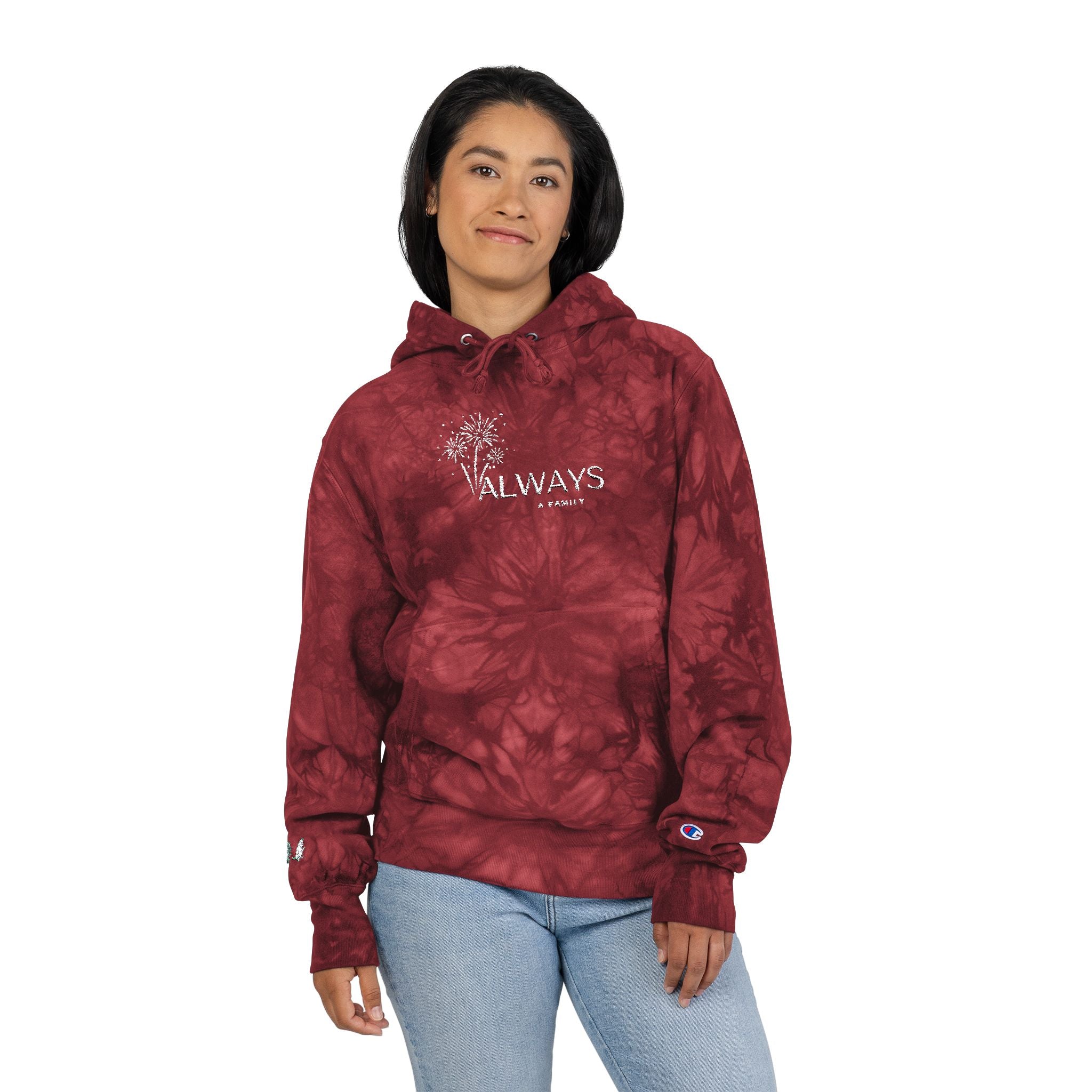 Unisex Champion Tie-Dye Hoodie (Embroidery) Fourth of July