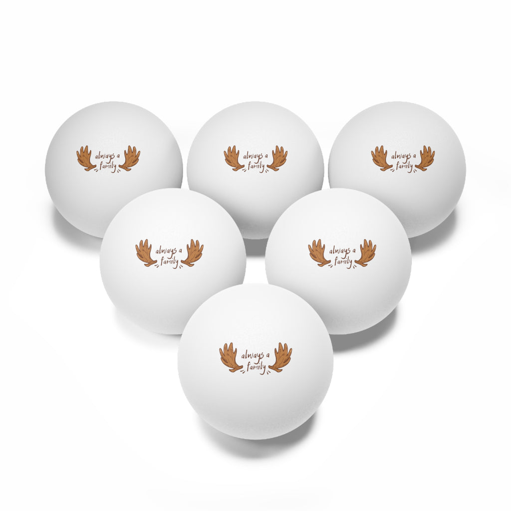 Ping Pong Balls — "Always a Family" Antler Design (6-Pack)