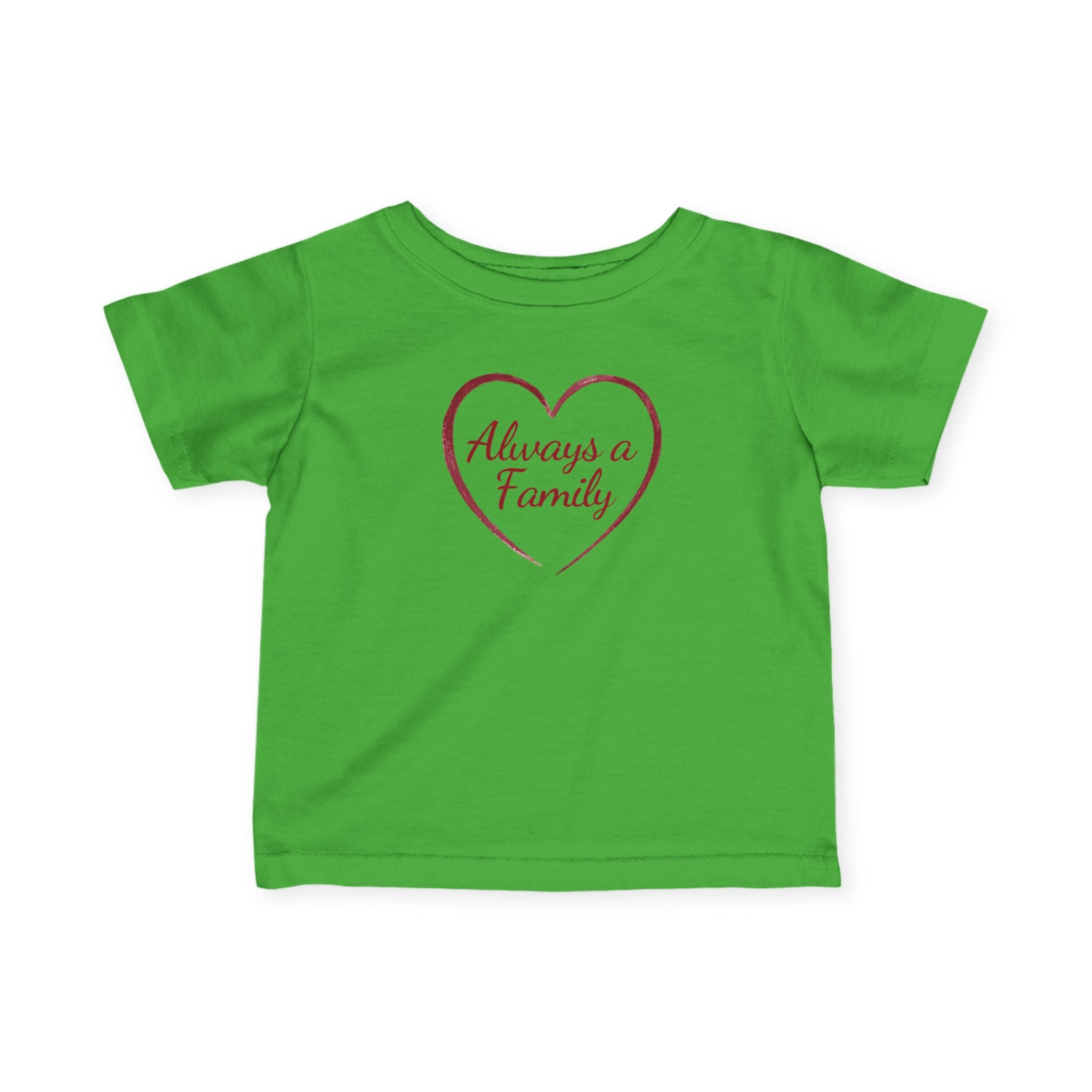 Infant Tee – "Always a Family" Heart Baby Shirt