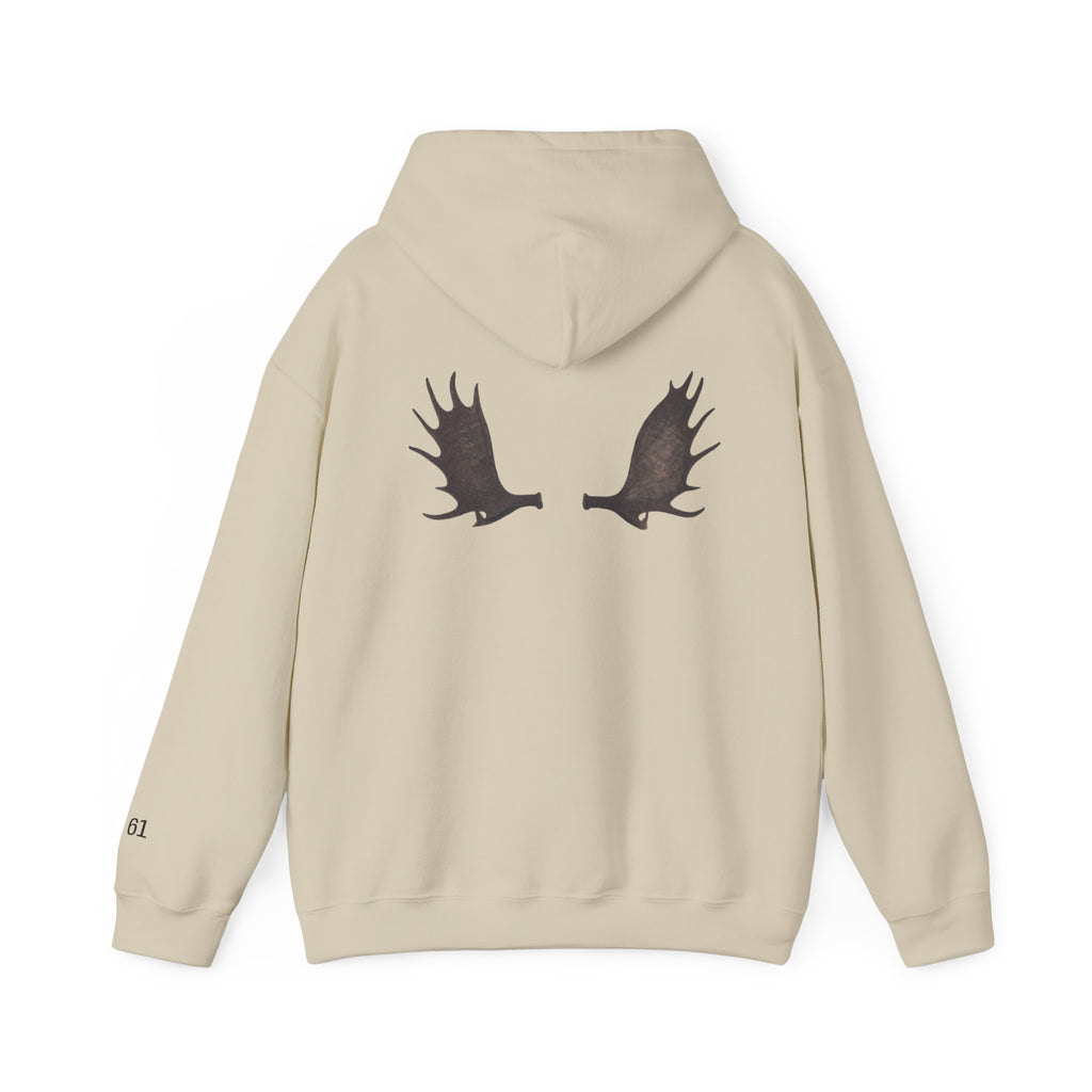 Always a Family Hoodie — Moose Antler Graphic Pullover with Sleeve Numbering