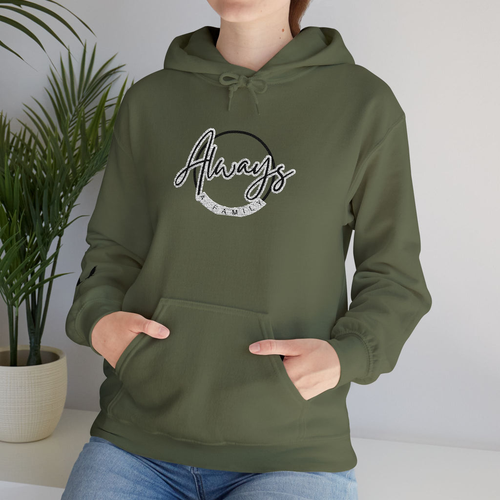 Always a Family Script Hoodie —  Unisex Graphic Pullover