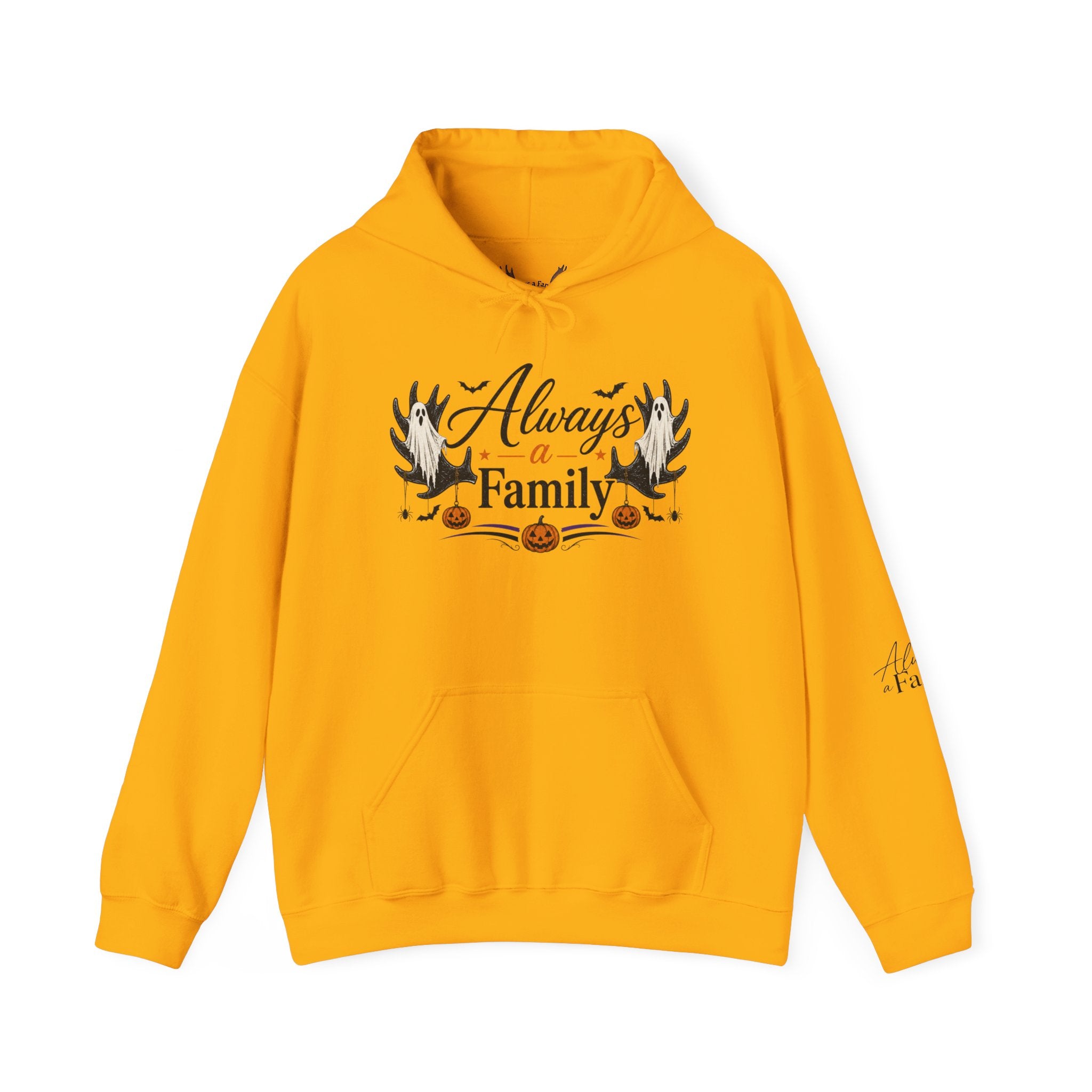 Always a Family Hoodie — Cozy Fall Halloween Antler Graphic Pullover