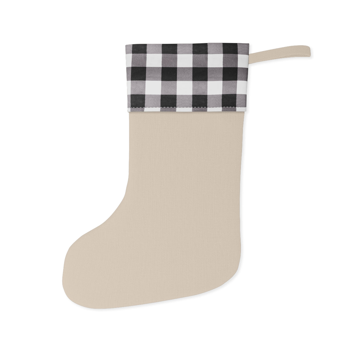 Christmas Stocking — Personalized Buffalo Plaid Santa Hat Stocking ("Always a Family")