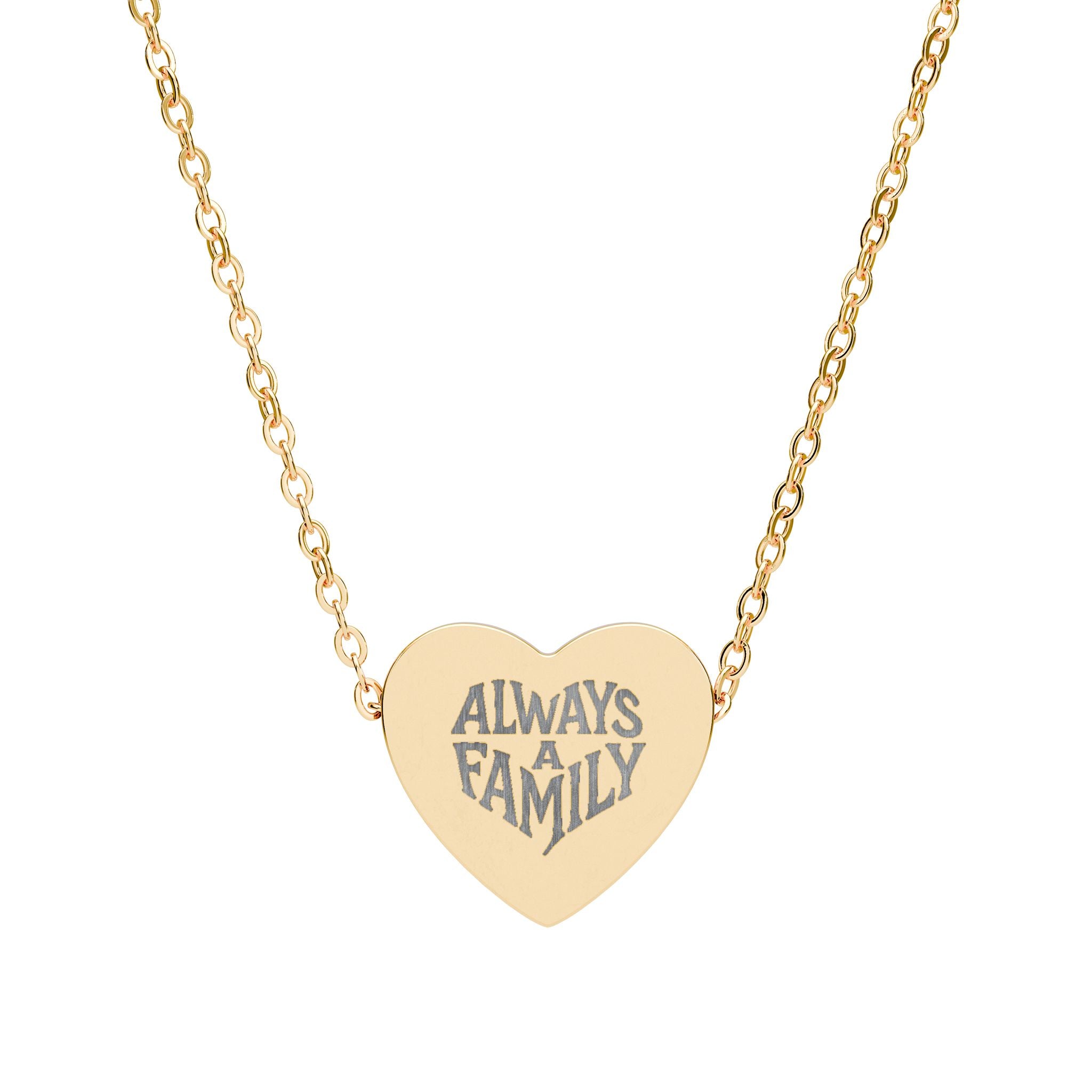 Engraved Heart Necklace — "Always Family" Personalized Pendant