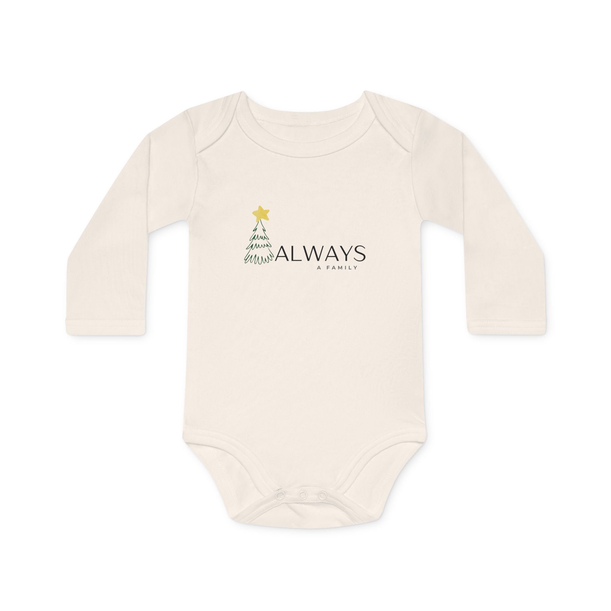 Baby Bodysuit - 'Always a Family' Christmas Tree Organic Long-Sleeve Onesie