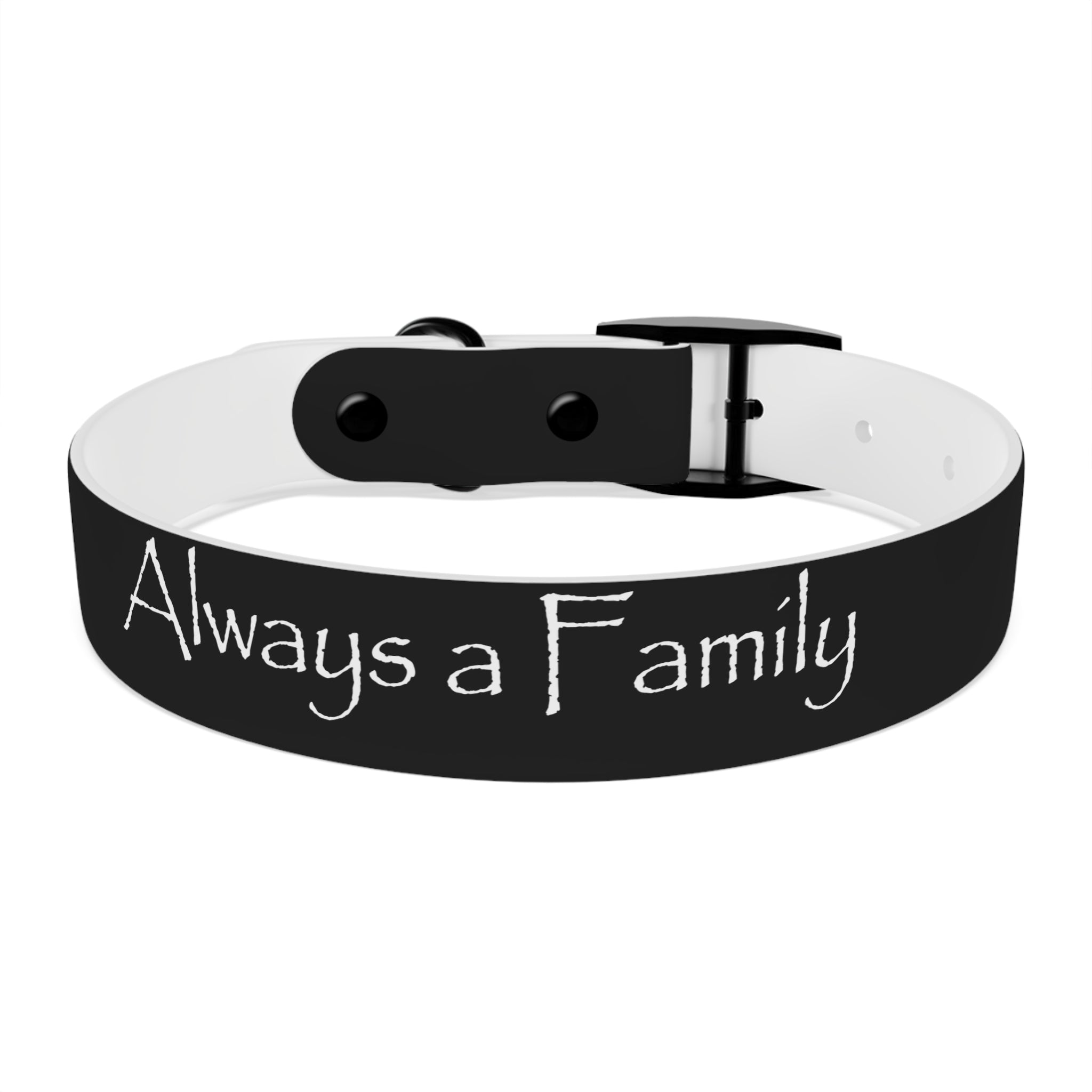 Dog Collar — "Always a Family" Personalized Black Chalkboard Pet Collar