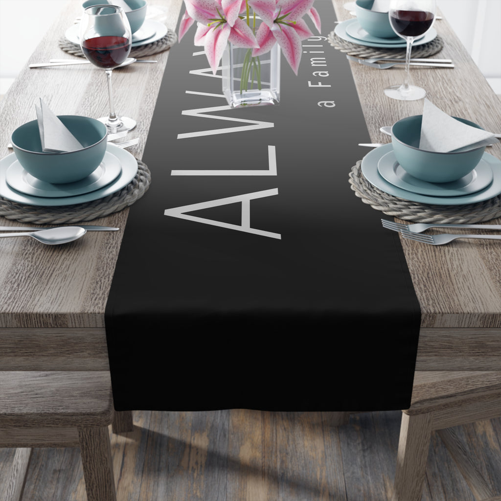 Always a Family Table Runner — Black Cotton/Poly Decorative Runner