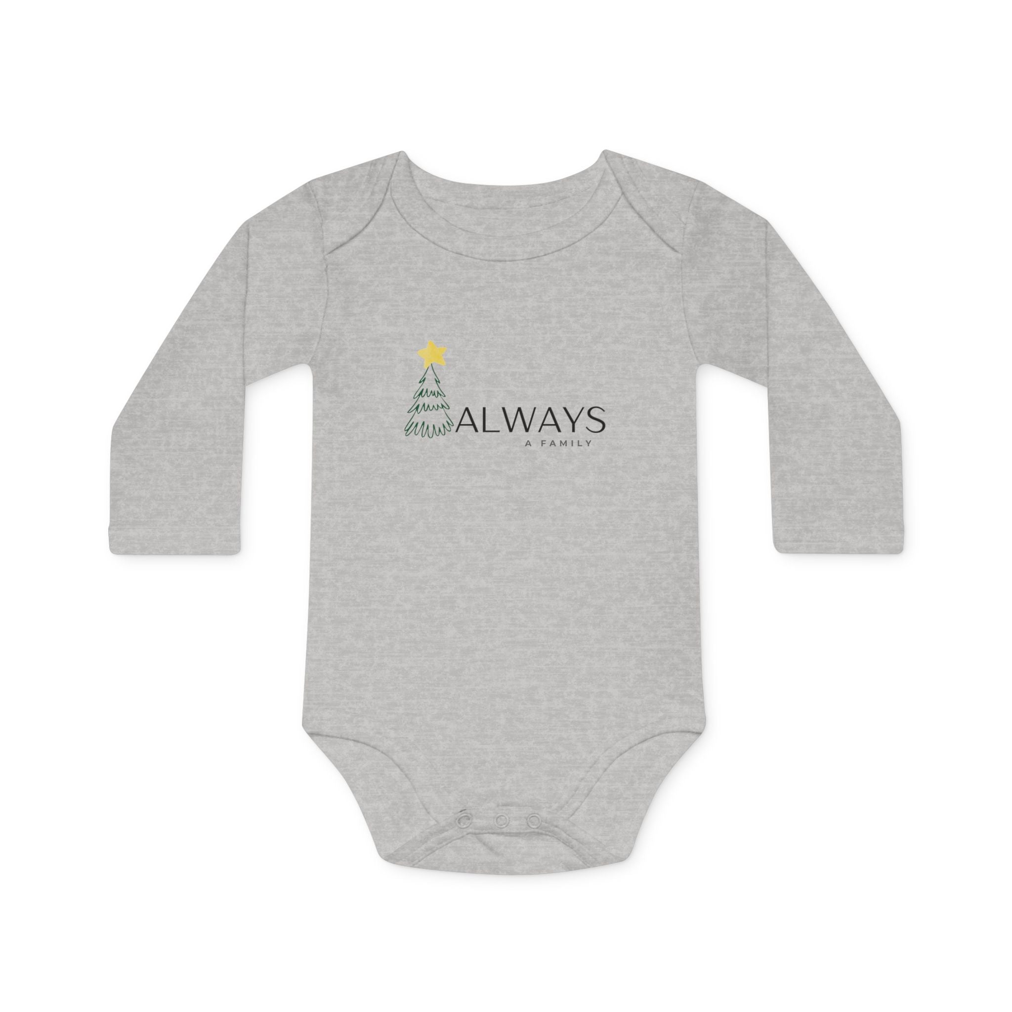 Baby Bodysuit - 'Always a Family' Christmas Tree Organic Long-Sleeve Onesie
