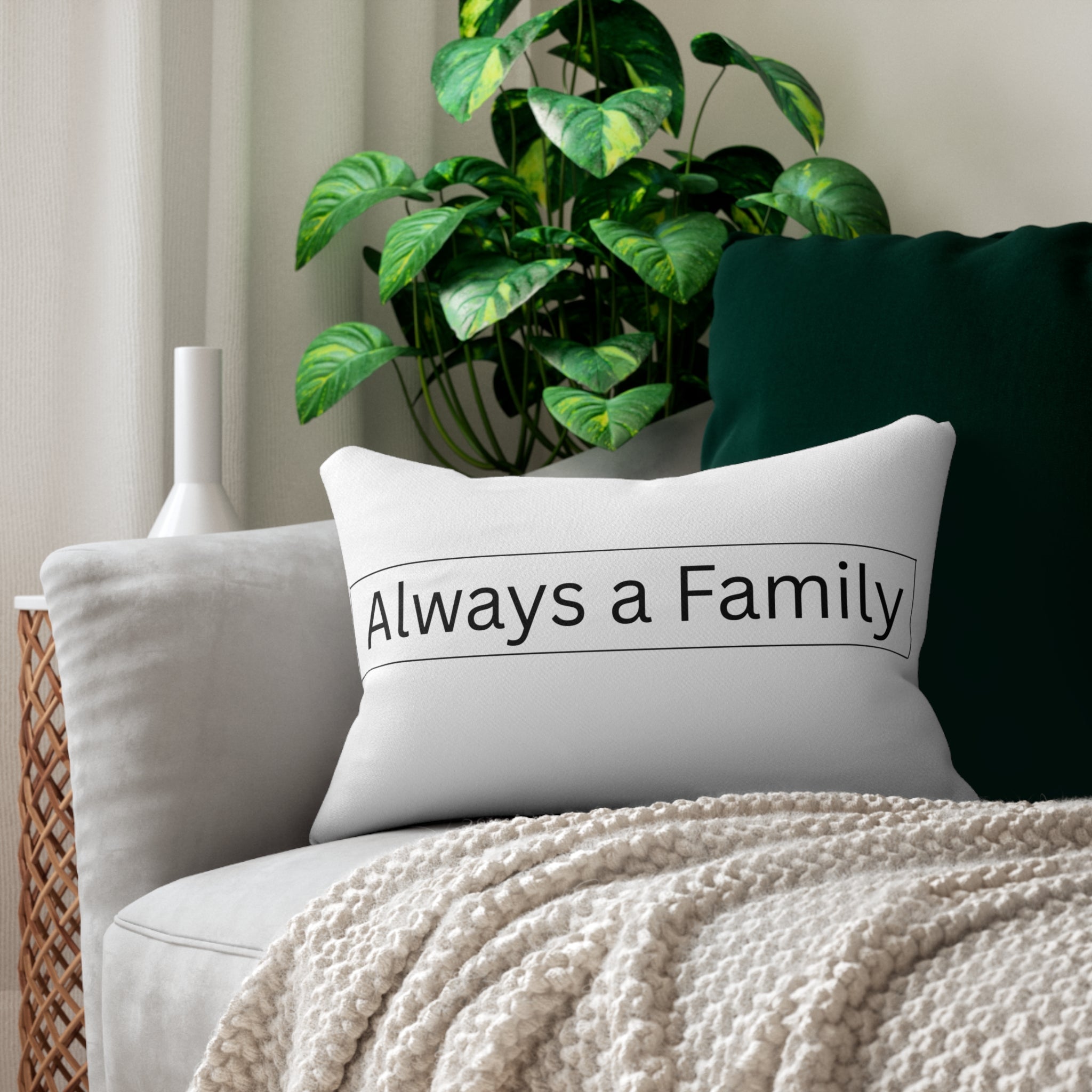 Lumbar Pillow — "Always a Family" Decorative Accent Pillow