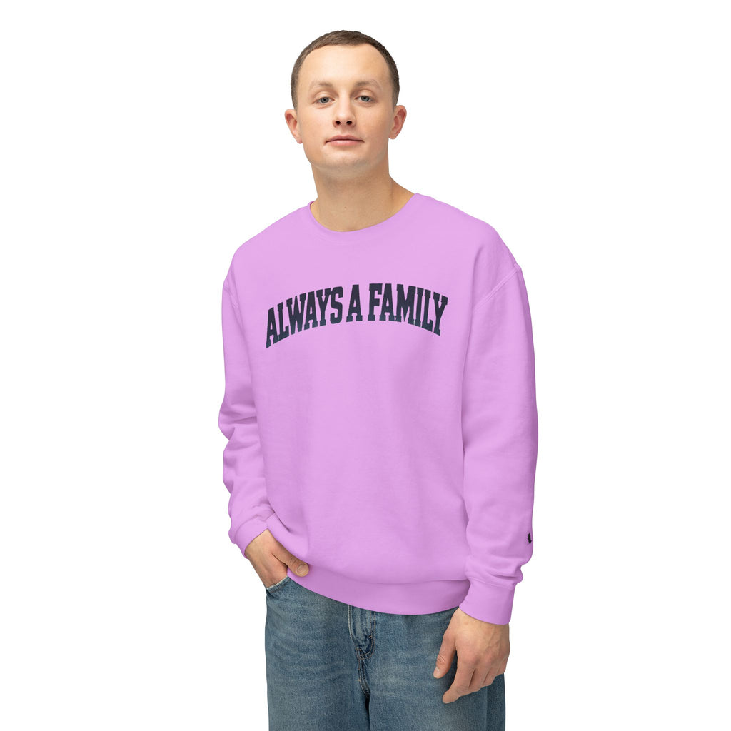 Always a Family Crewneck Sweatshirt — Lightweight White Family Graphic